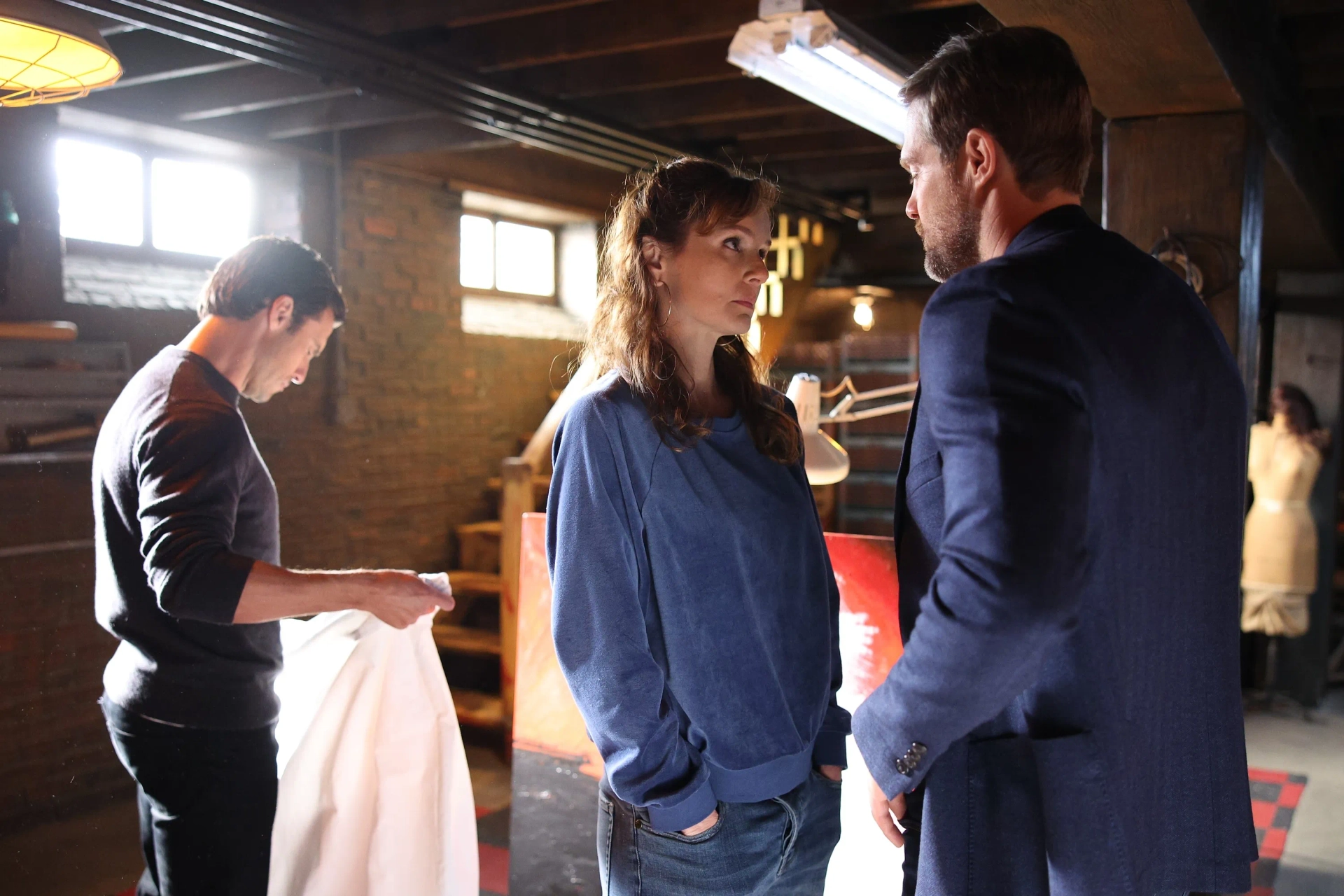 Geoff Stults, Milo Ventimiglia, and Sarah Wayne Callies in The Company You Keep (2023)