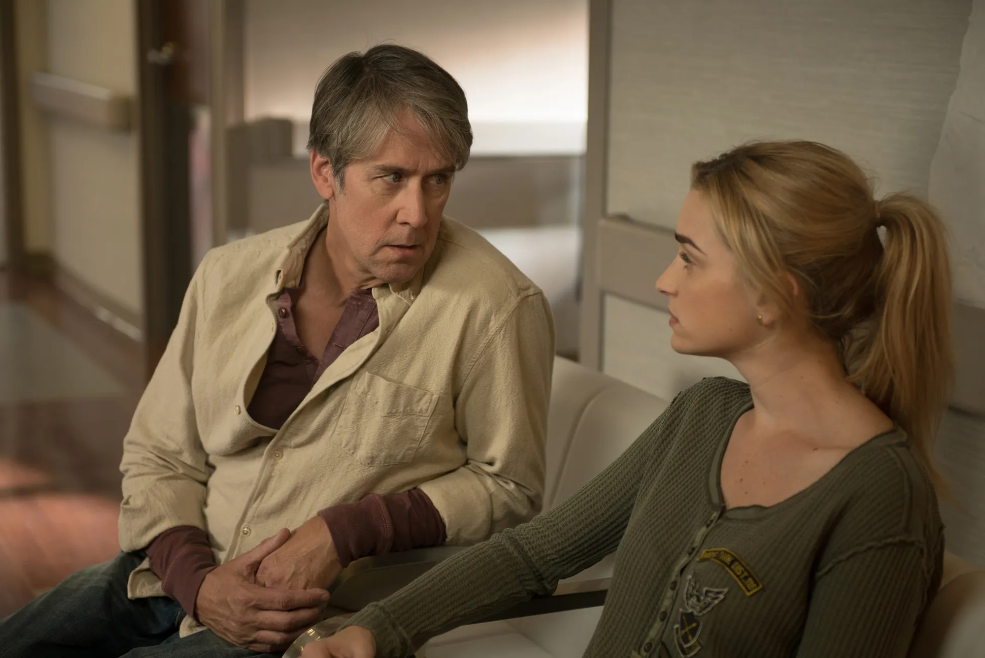 Alan Ruck and Brianne Howey in The Exorcist (2016)