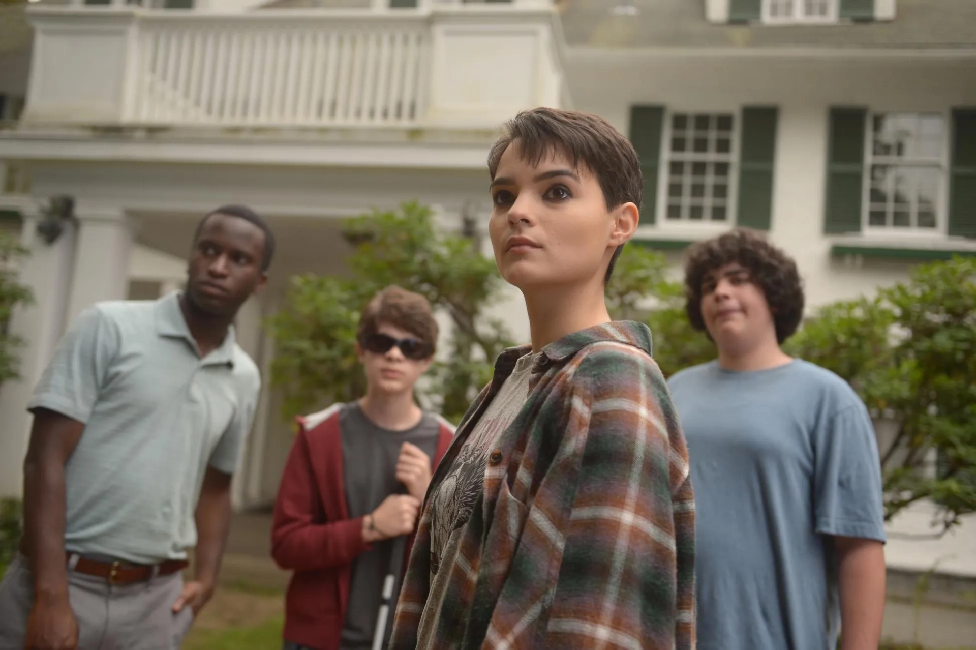 Alex Barima, Cyrus Arnold, Hunter Dillon, and Brianna Hildebrand in The Exorcist (2016)