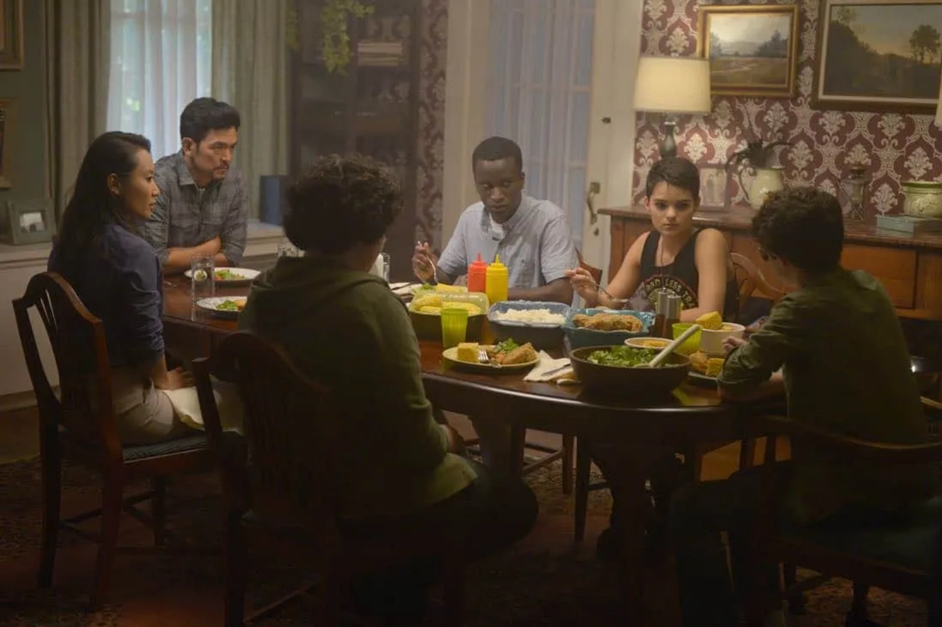 John Cho, Li Jun Li, Alex Barima, Cyrus Arnold, Hunter Dillon, and Brianna Hildebrand in The Exorcist (2016)