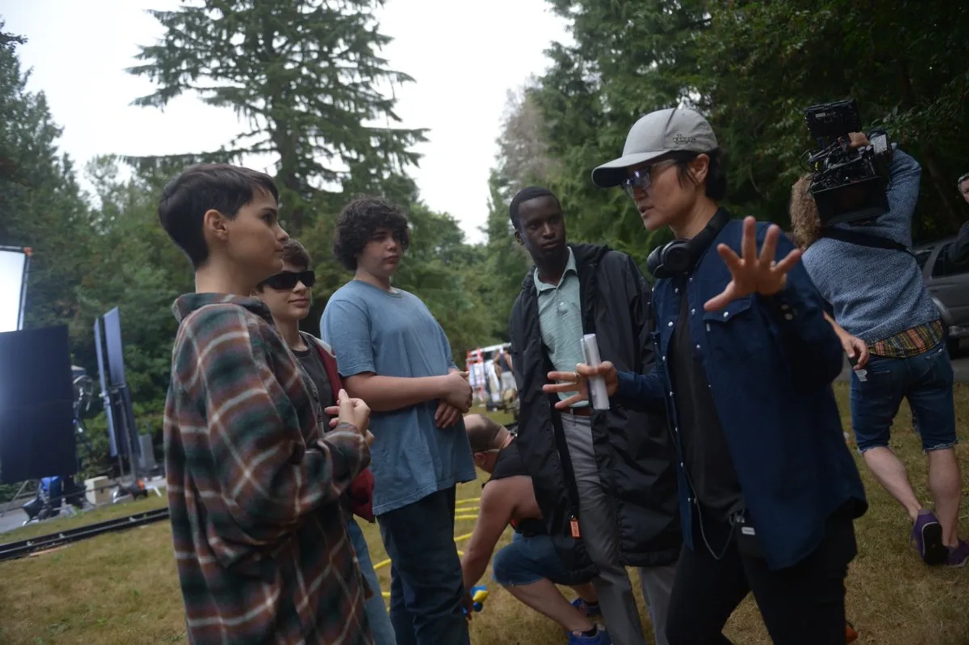 Alex Barima, Cyrus Arnold, Hunter Dillon, and Brianna Hildebrand in The Exorcist (2016)