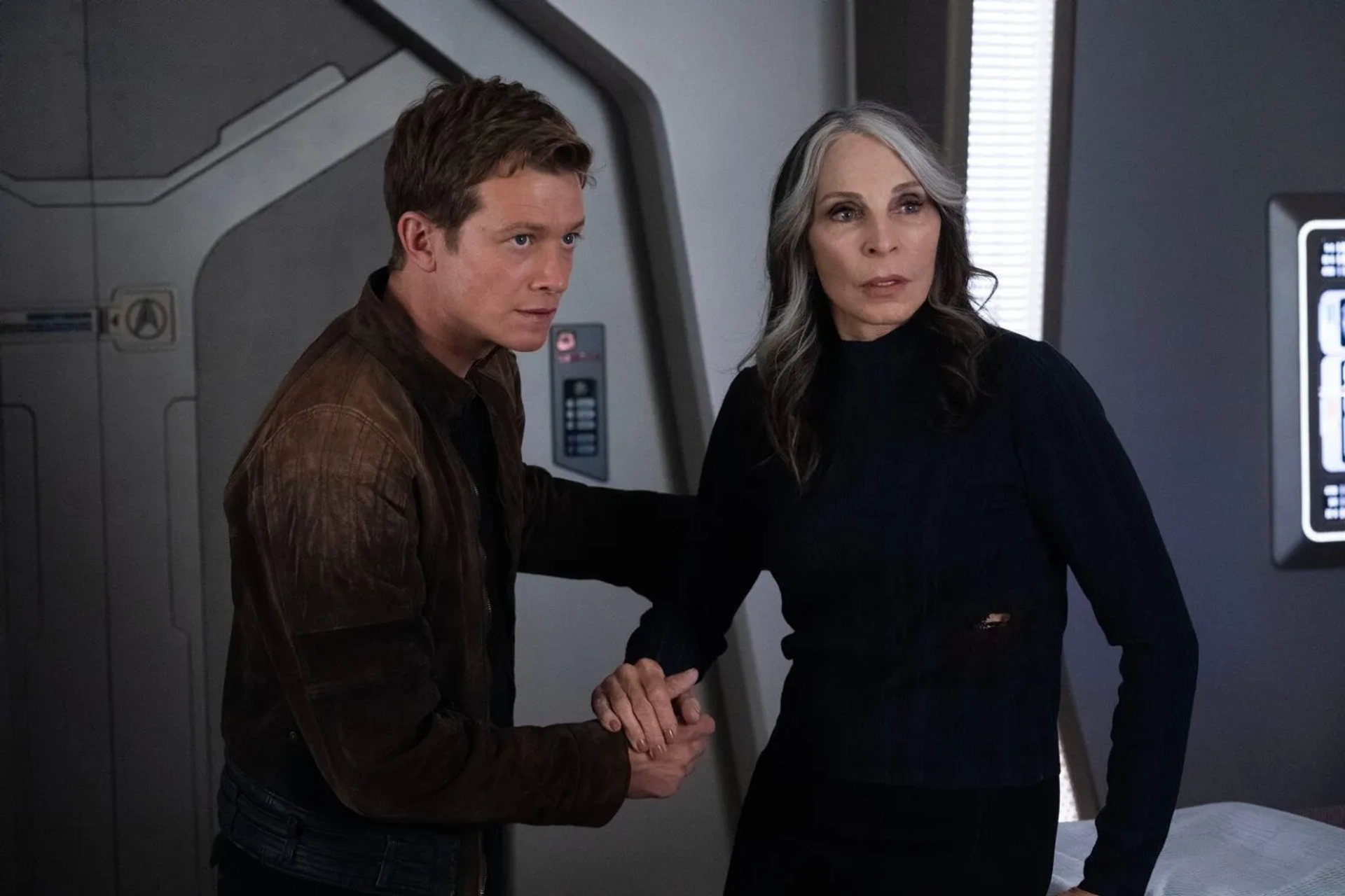 Gates McFadden and Ed Speleers in Star Trek: Picard: Seventeen Seconds (2023)