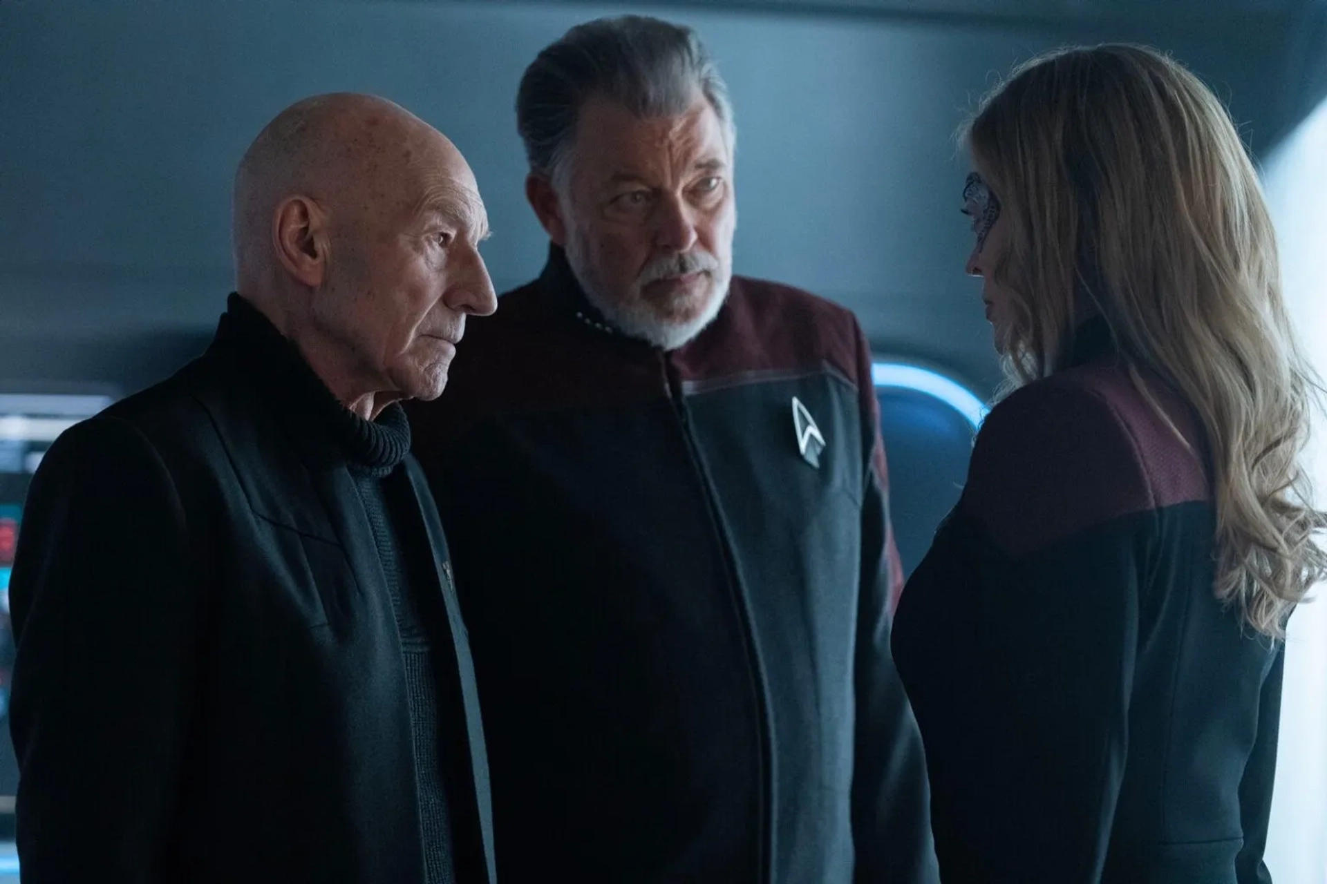 Jonathan Frakes, Patrick Stewart, and Jeri Ryan in Star Trek: Picard: The Next Generation (2023)