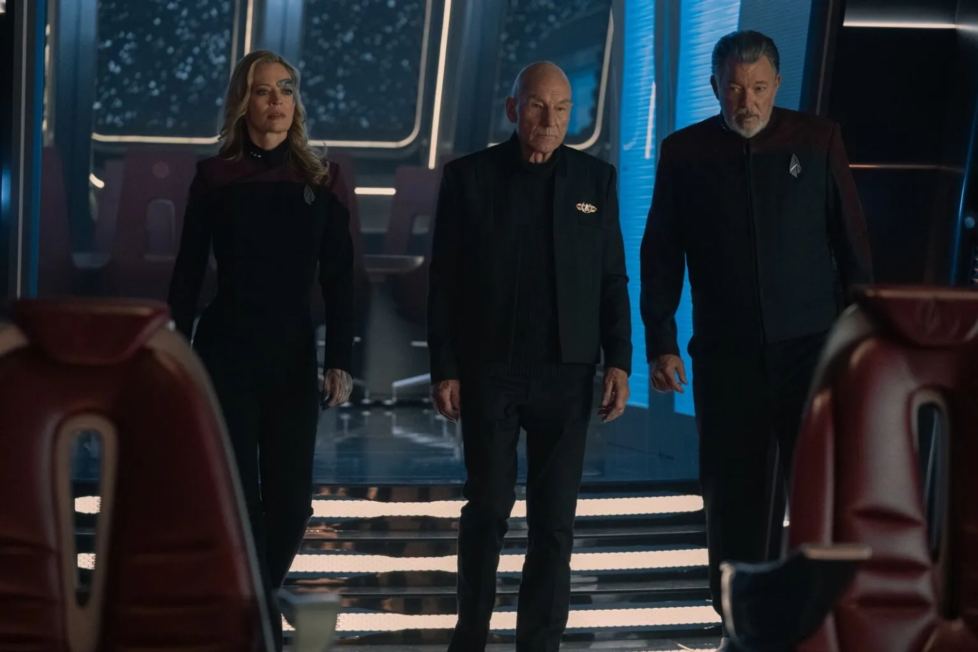 Jonathan Frakes, Patrick Stewart, and Jeri Ryan in Star Trek: Picard: The Next Generation (2023)