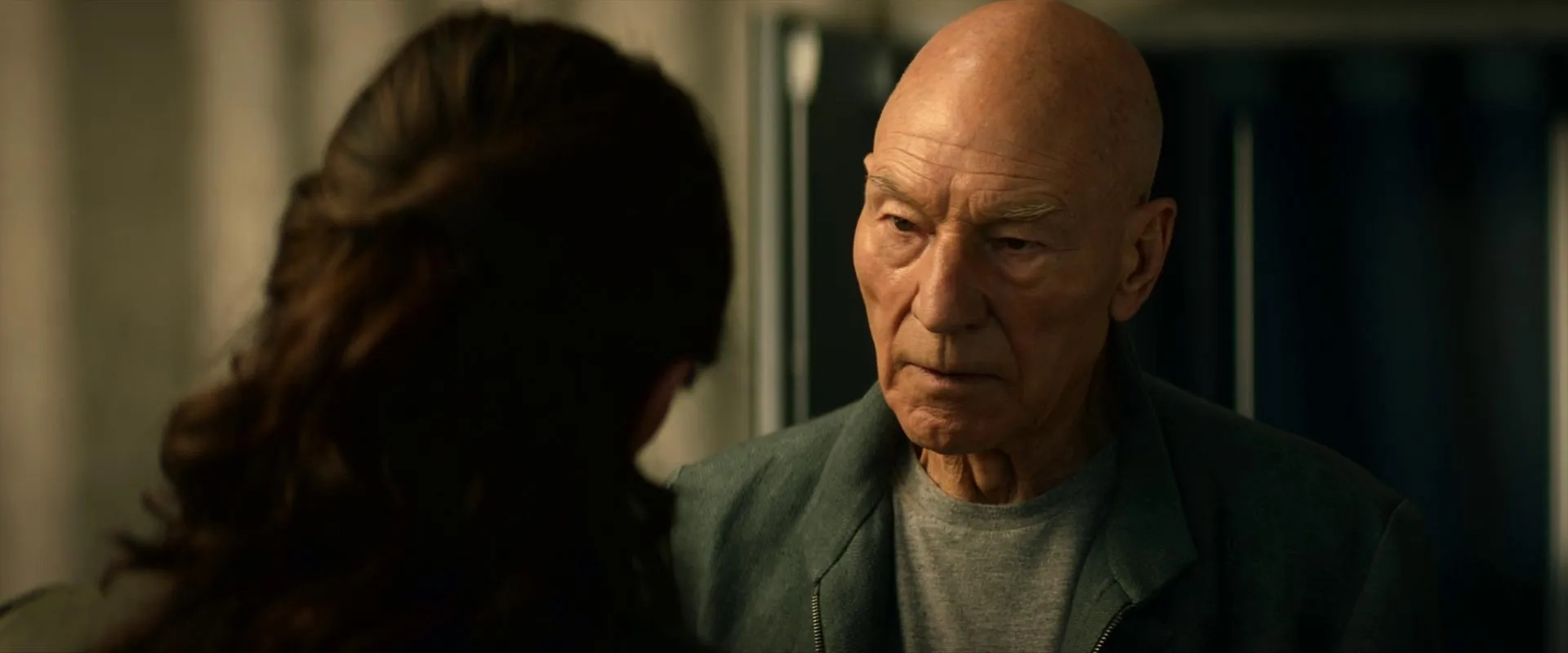 Patrick Stewart and Orla Brady in Star Trek: Picard: Farewell (2022)