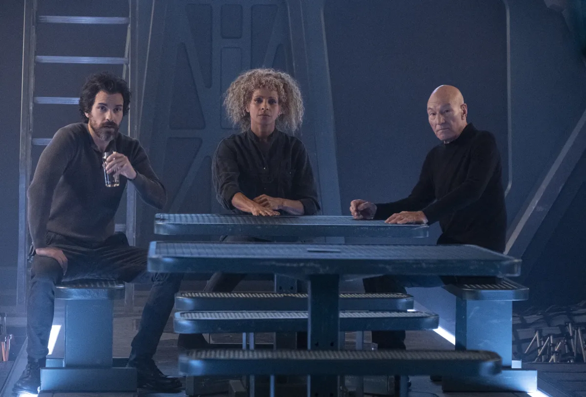 Patrick Stewart, Michelle Hurd, and Santiago Cabrera in Star Trek: Picard (2020)