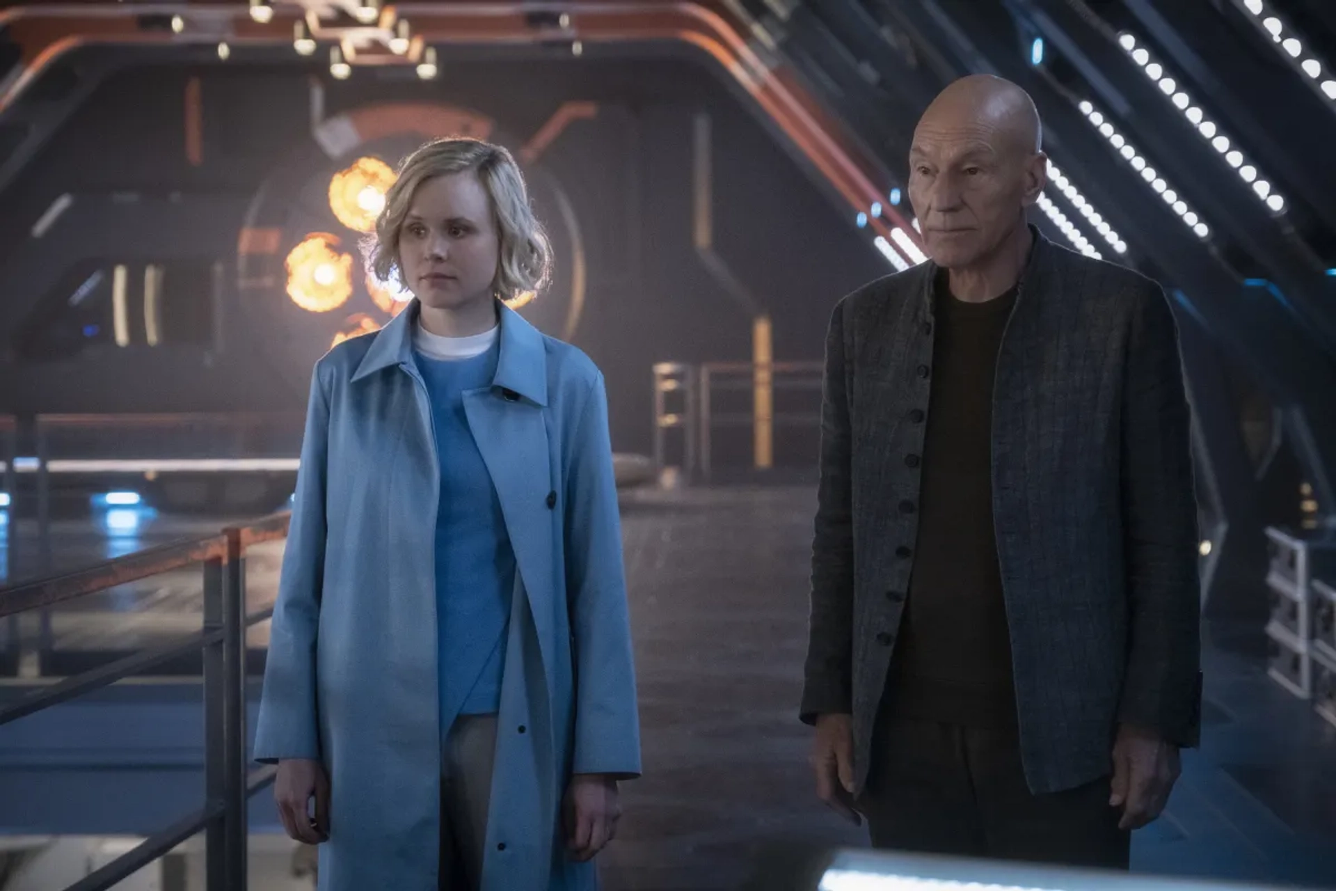 Patrick Stewart and Alison Pill in Star Trek: Picard (2020)