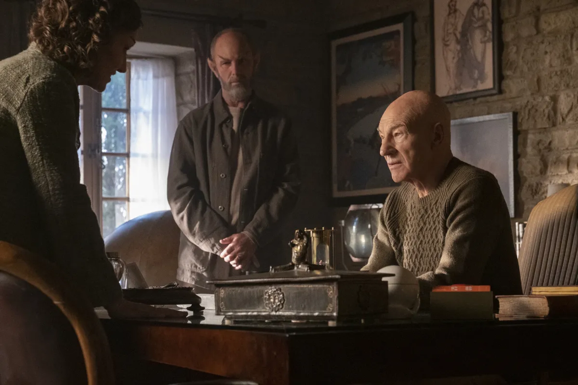 Patrick Stewart, Orla Brady, and Jamie McShane in Star Trek: Picard (2020)