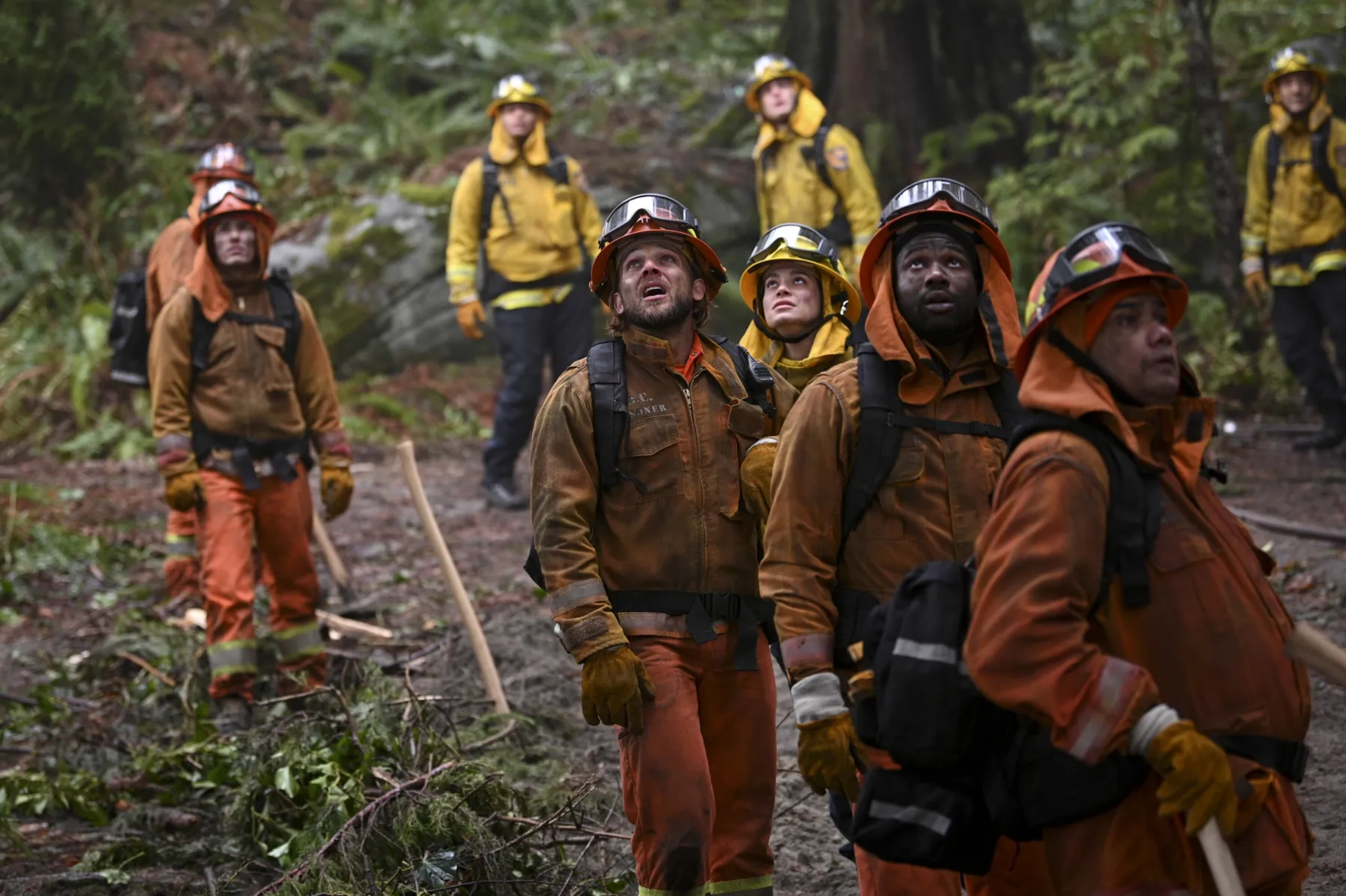 Max Thieriot, W. Tré Davis, and Stephanie Arcila in Fire Country (2022)