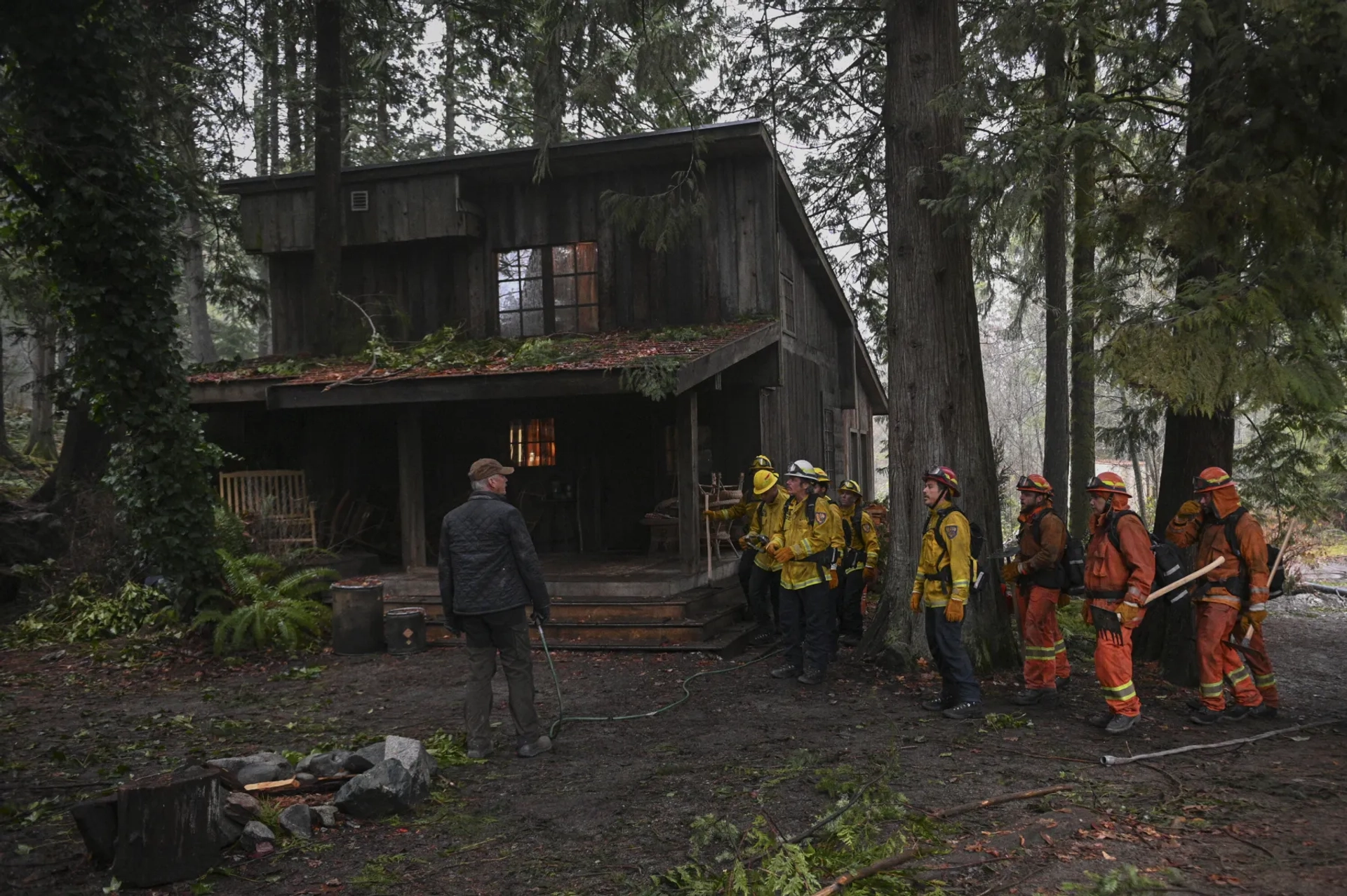 Billy Burke, Michael O'Neill, Kevin Alejandro, and Max Thieriot in Fire Country (2022)