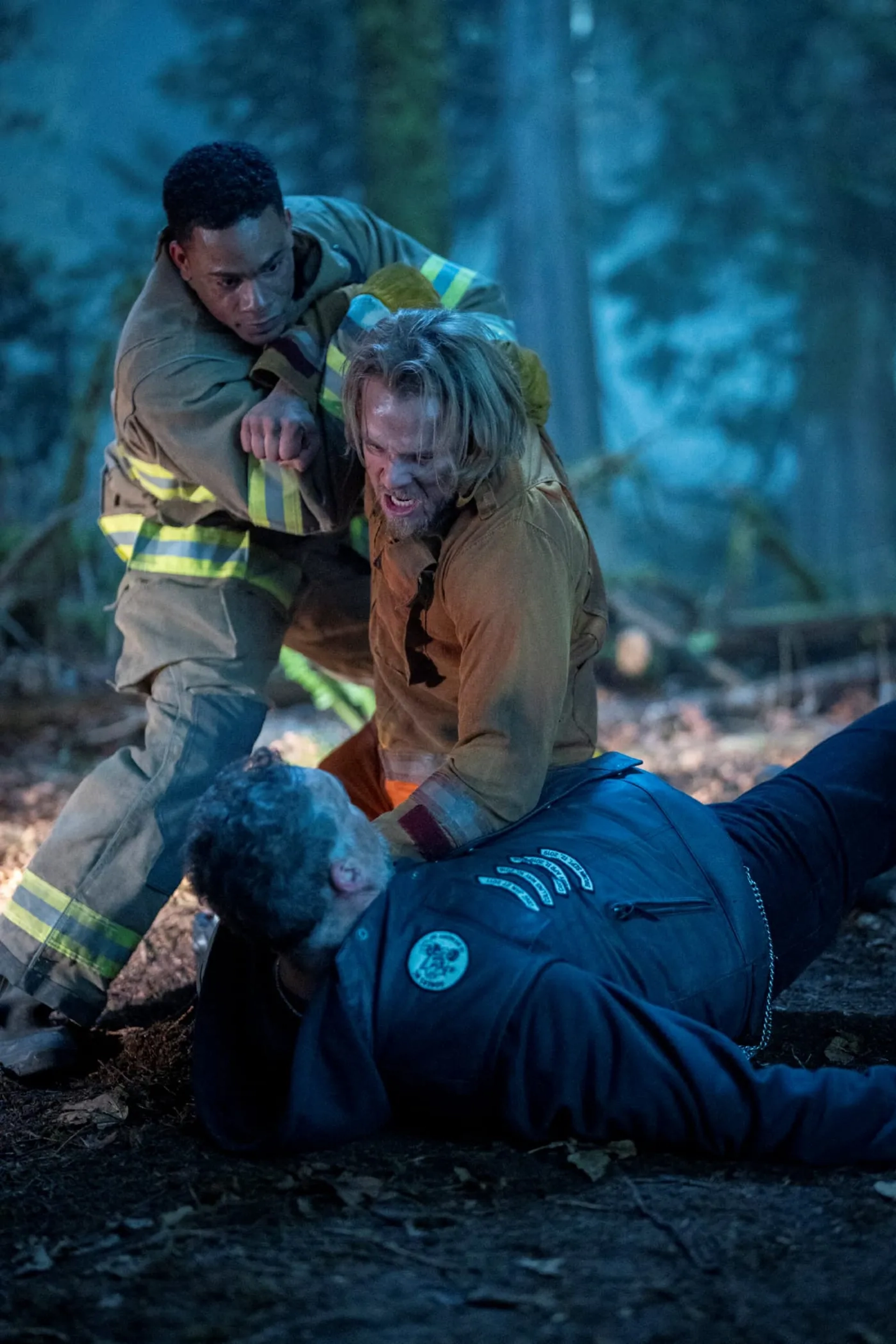 Aleks Paunovic, Max Thieriot, and Jordan Calloway in Fire Country (2022)