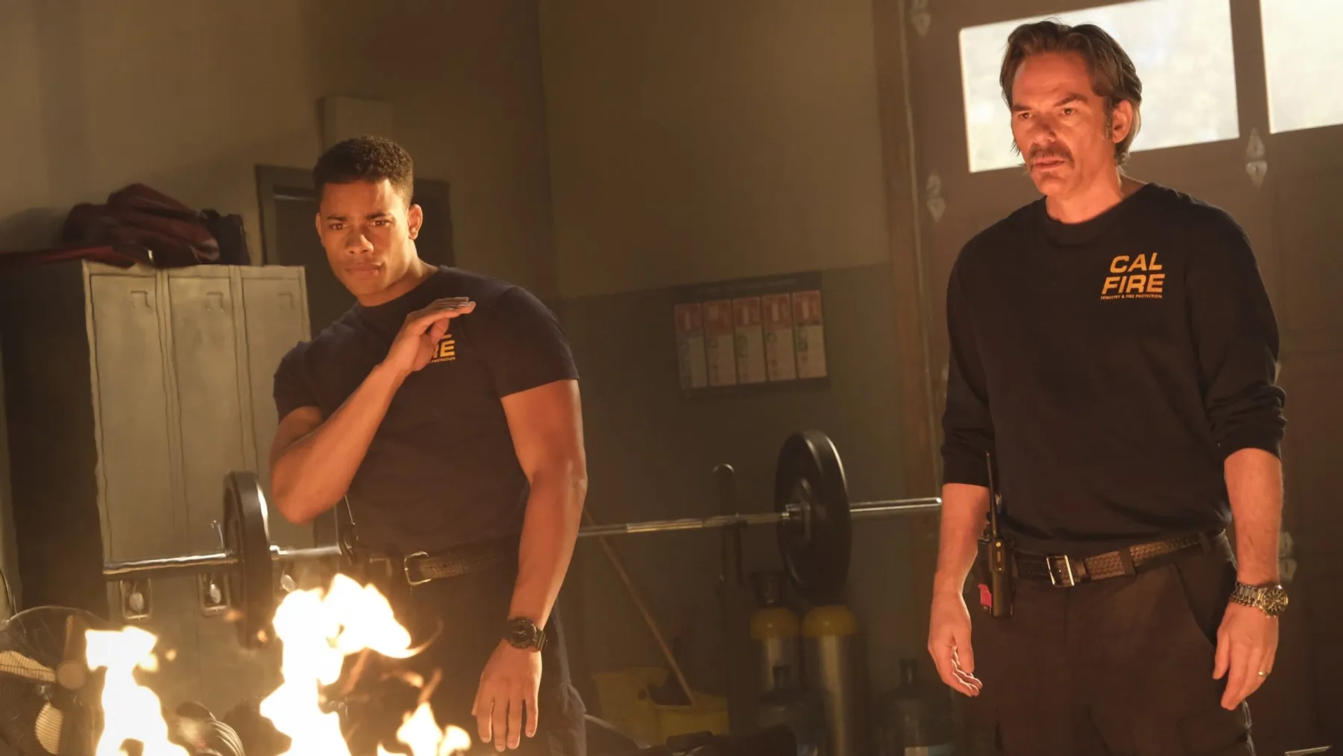 Billy Burke and Jordan Calloway in Fire Country (2022)