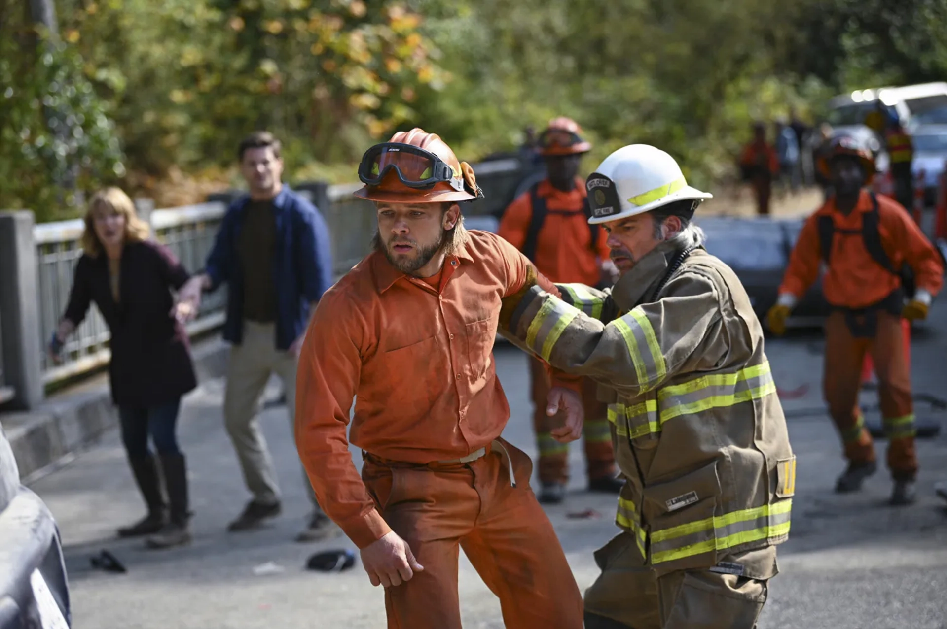 Billy Burke and Max Thieriot in Fire Country (2022)