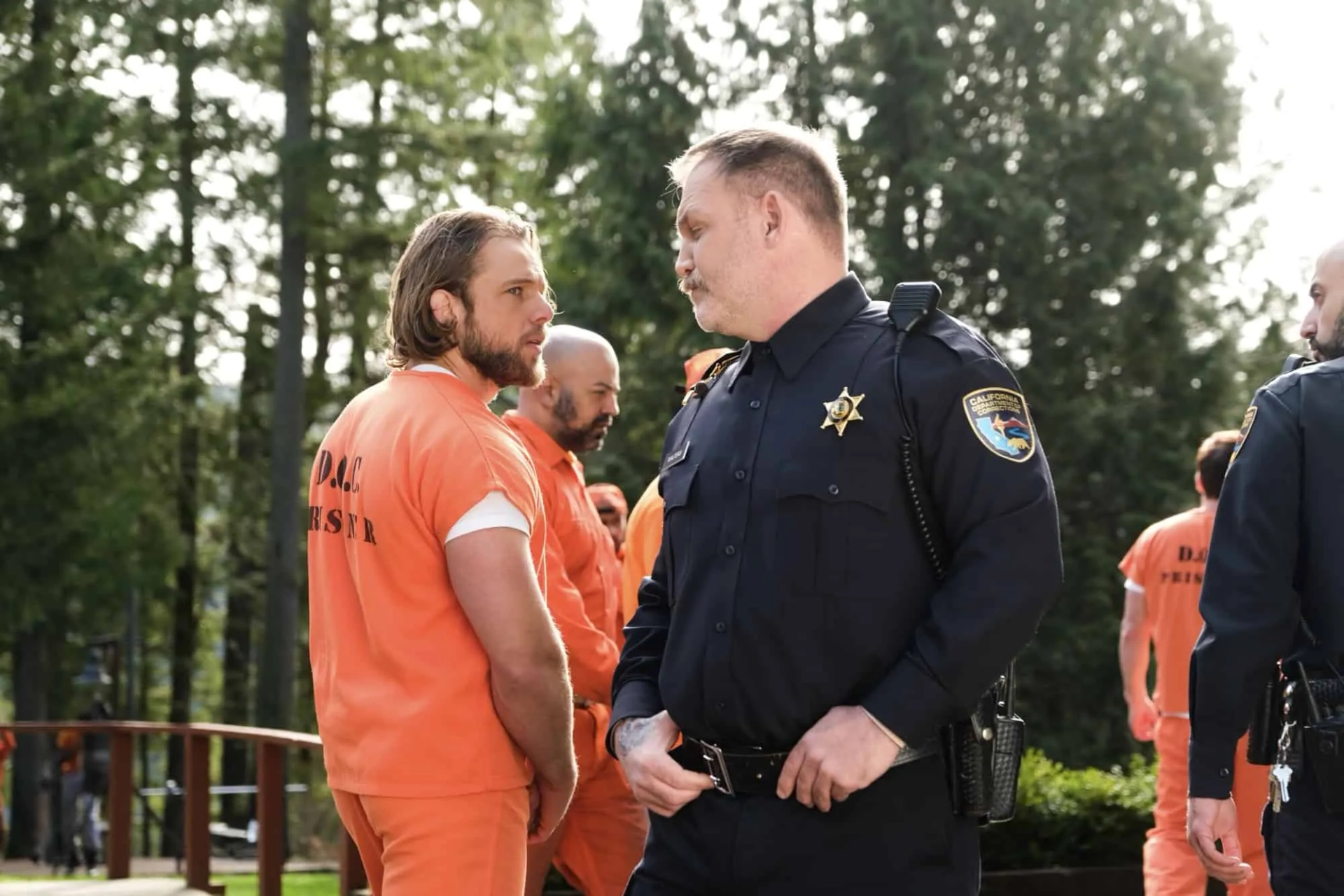 Ty Olsson and Max Thieriot in Fire Country (2022)