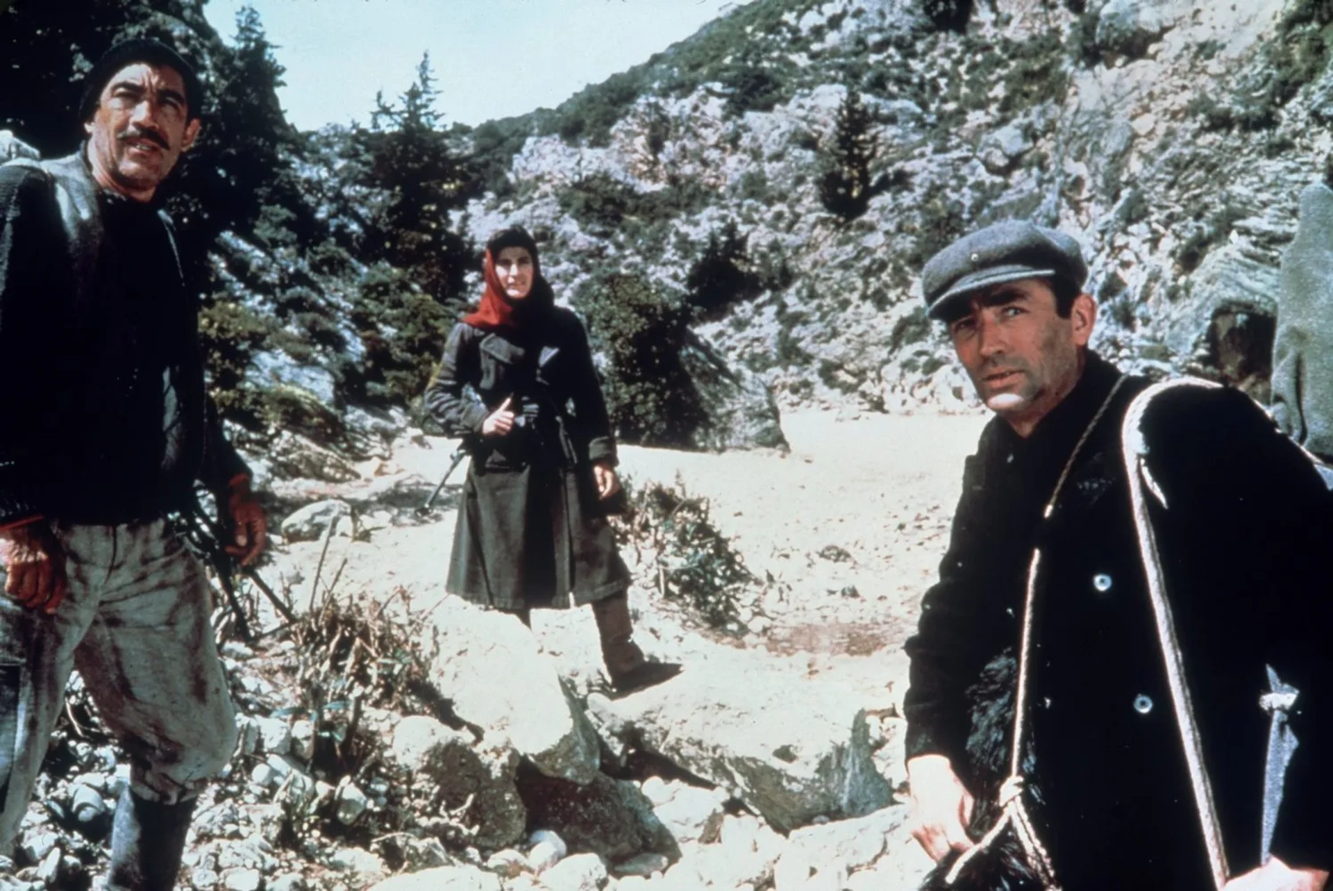 Gregory Peck, Anthony Quinn, and Irene Papas in The Guns of Navarone (1961)