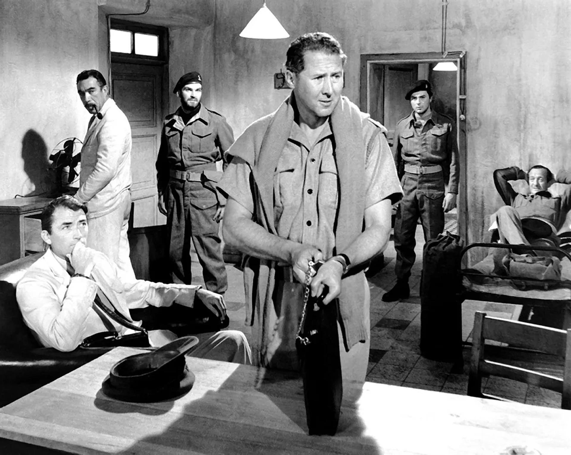 David Niven, Gregory Peck, Anthony Quinn, Stanley Baker, James Darren, and Anthony Quayle in The Guns of Navarone (1961)