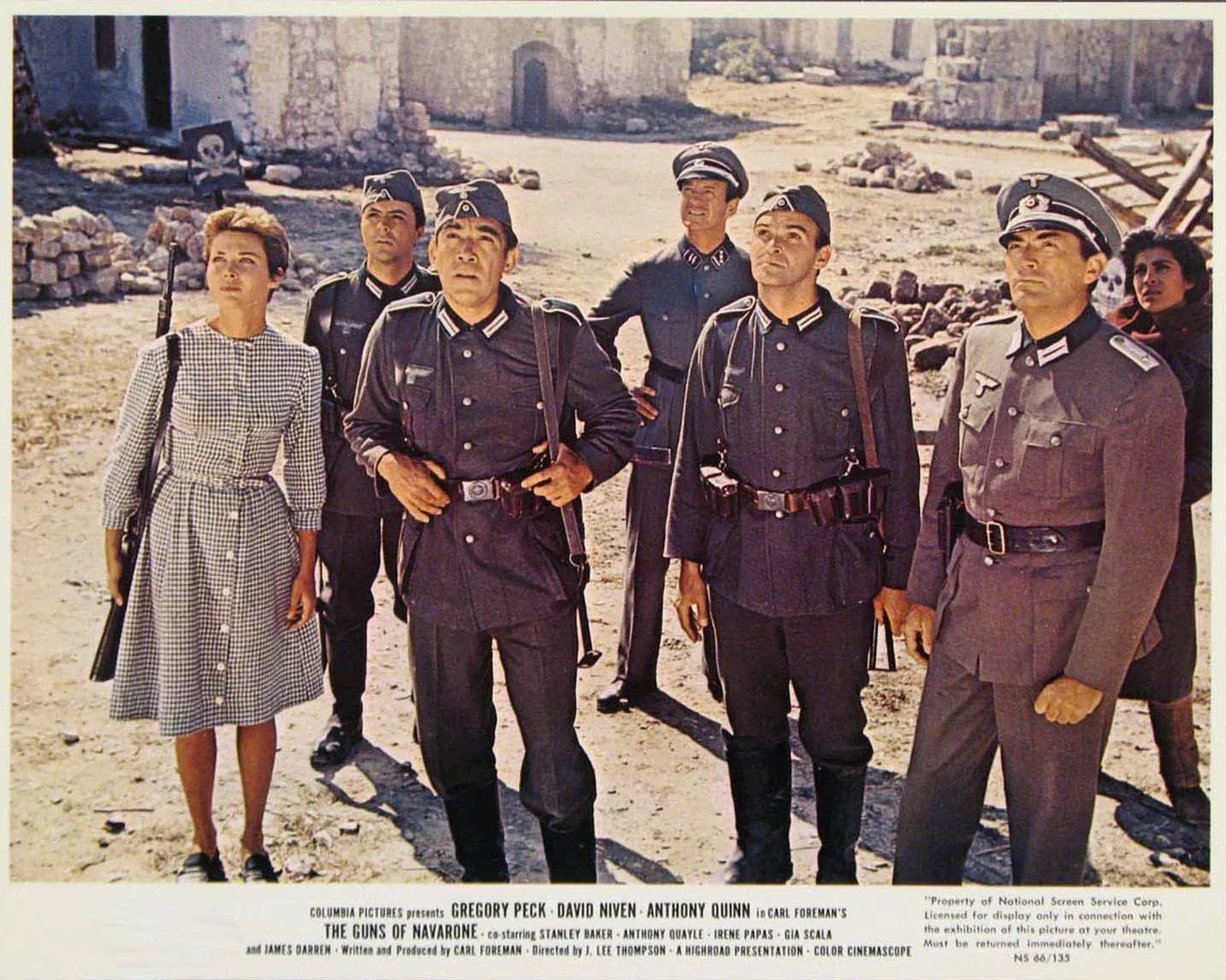 David Niven, Gregory Peck, Anthony Quinn, Stanley Baker, James Darren, Irene Papas, and Gia Scala in The Guns of Navarone (1961)