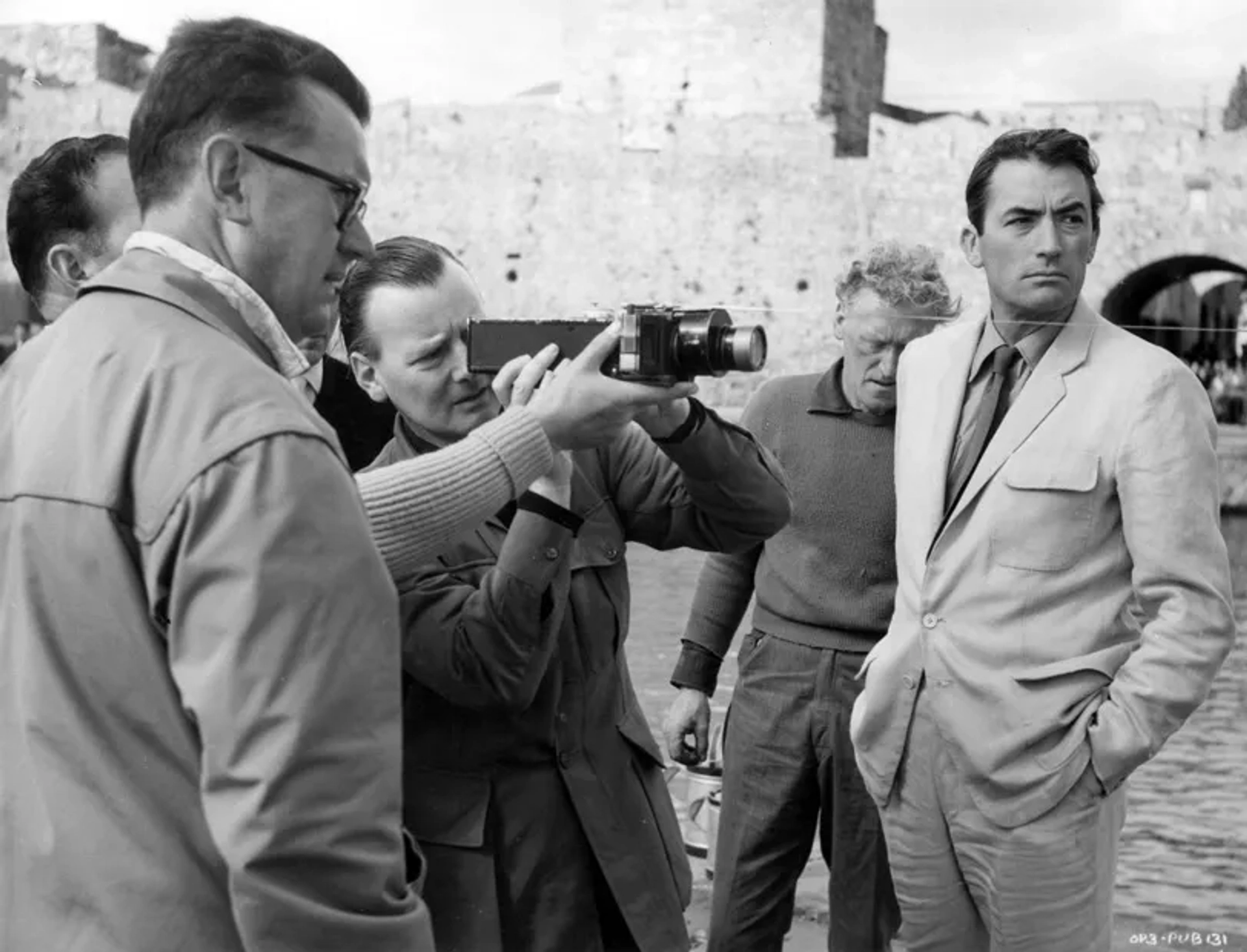 Gregory Peck, Oswald Morris, and J. Lee Thompson in The Guns of Navarone (1961)