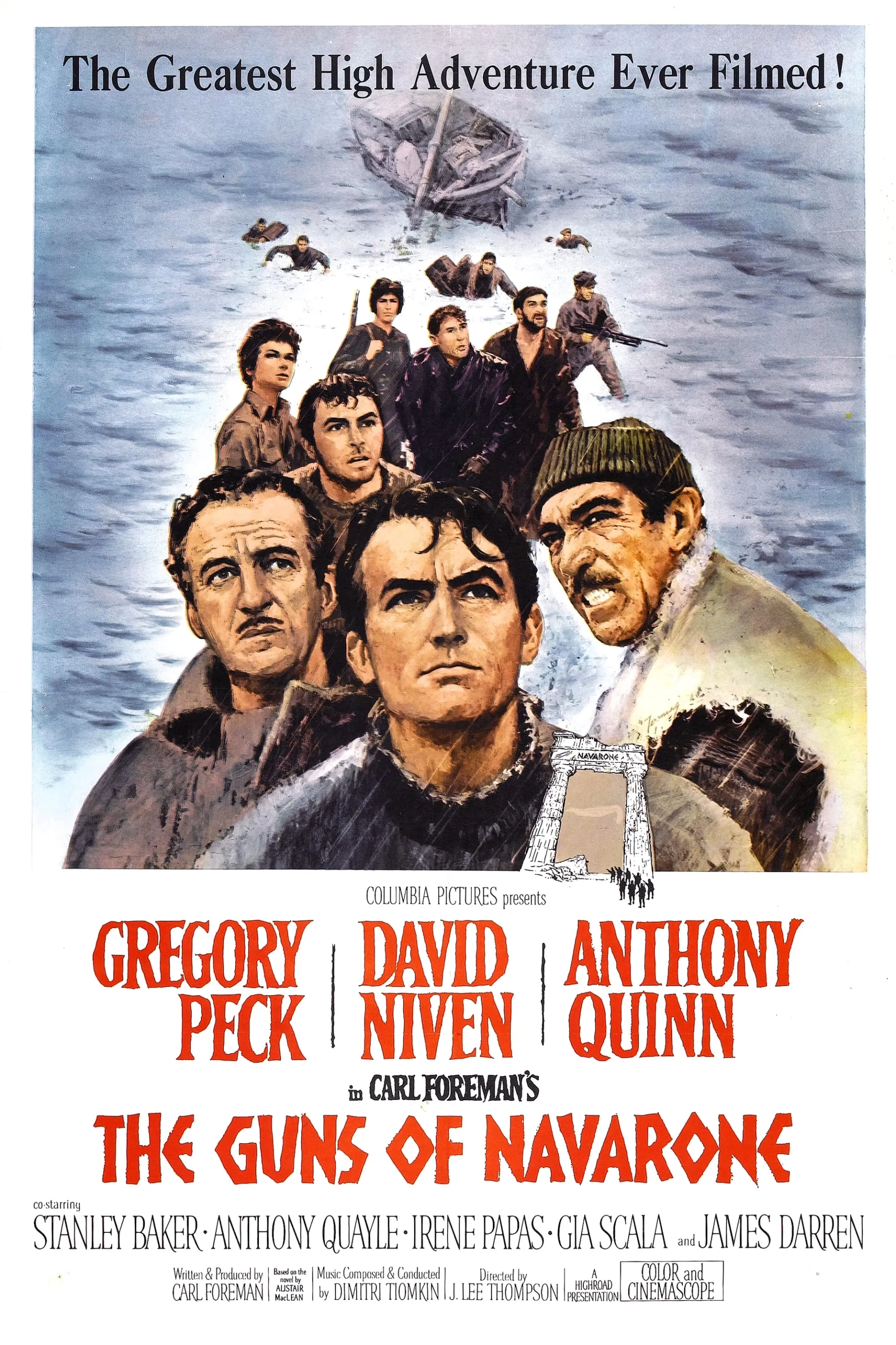 David Niven, Gregory Peck, and Anthony Quinn in The Guns of Navarone (1961)