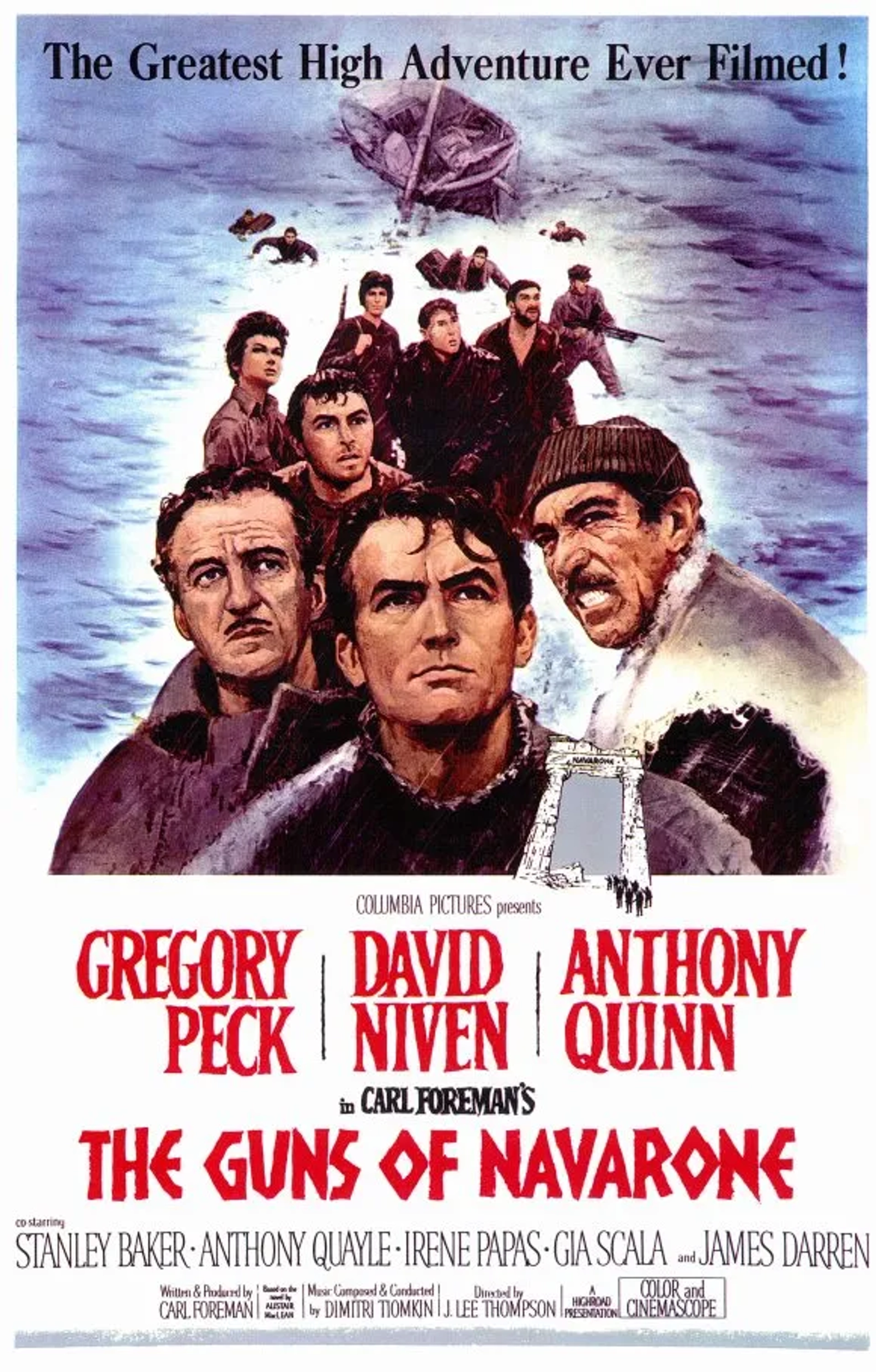 David Niven, Gregory Peck, and Anthony Quinn in The Guns of Navarone (1961)