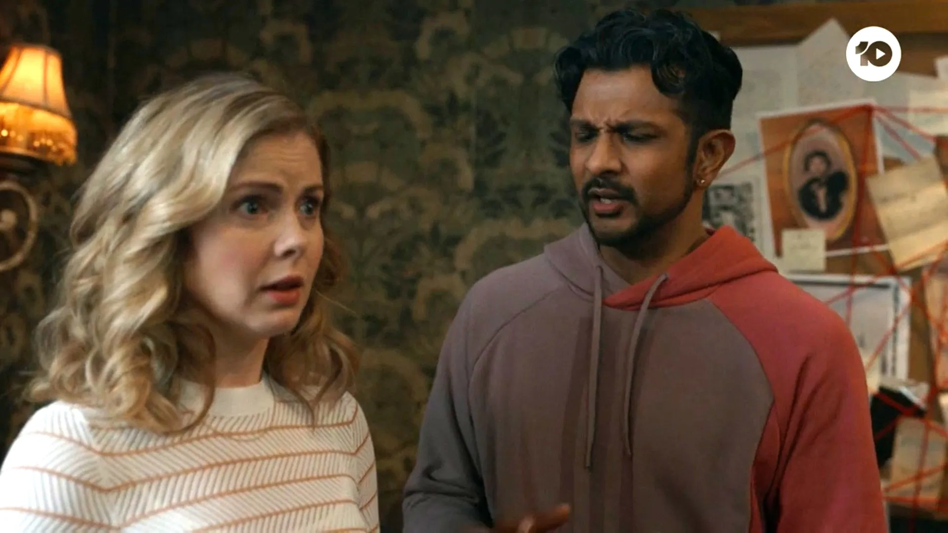 Rose McIver and Utkarsh Ambudkar in Ghosts (2021)