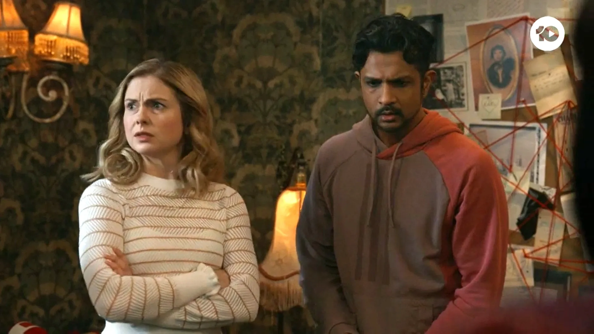 Rose McIver and Utkarsh Ambudkar in Ghosts (2021)