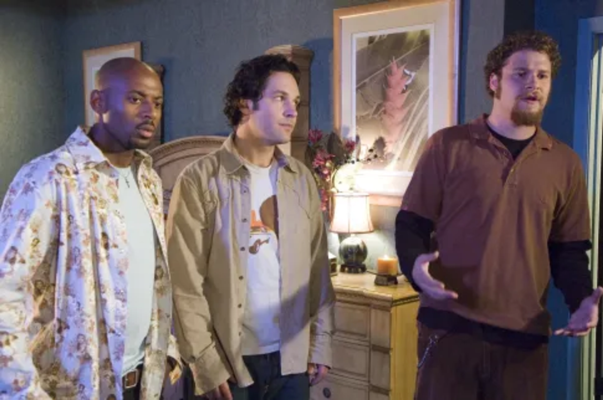 Romany Malco, Seth Rogen, and Paul Rudd in The 40-Year-Old Virgin (2005)