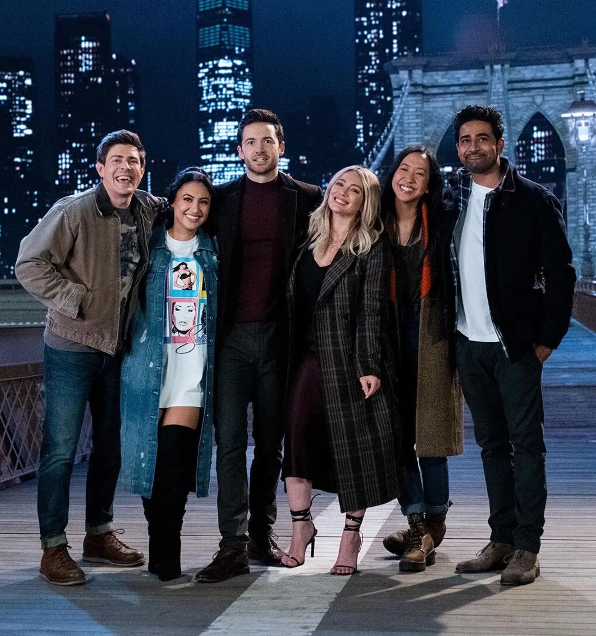 Hilary Duff, Christopher Lowell, Francia Raisa, Suraj Sharma, Tien Tran, and Tom Ainsley in How I Met Your Father (2022)