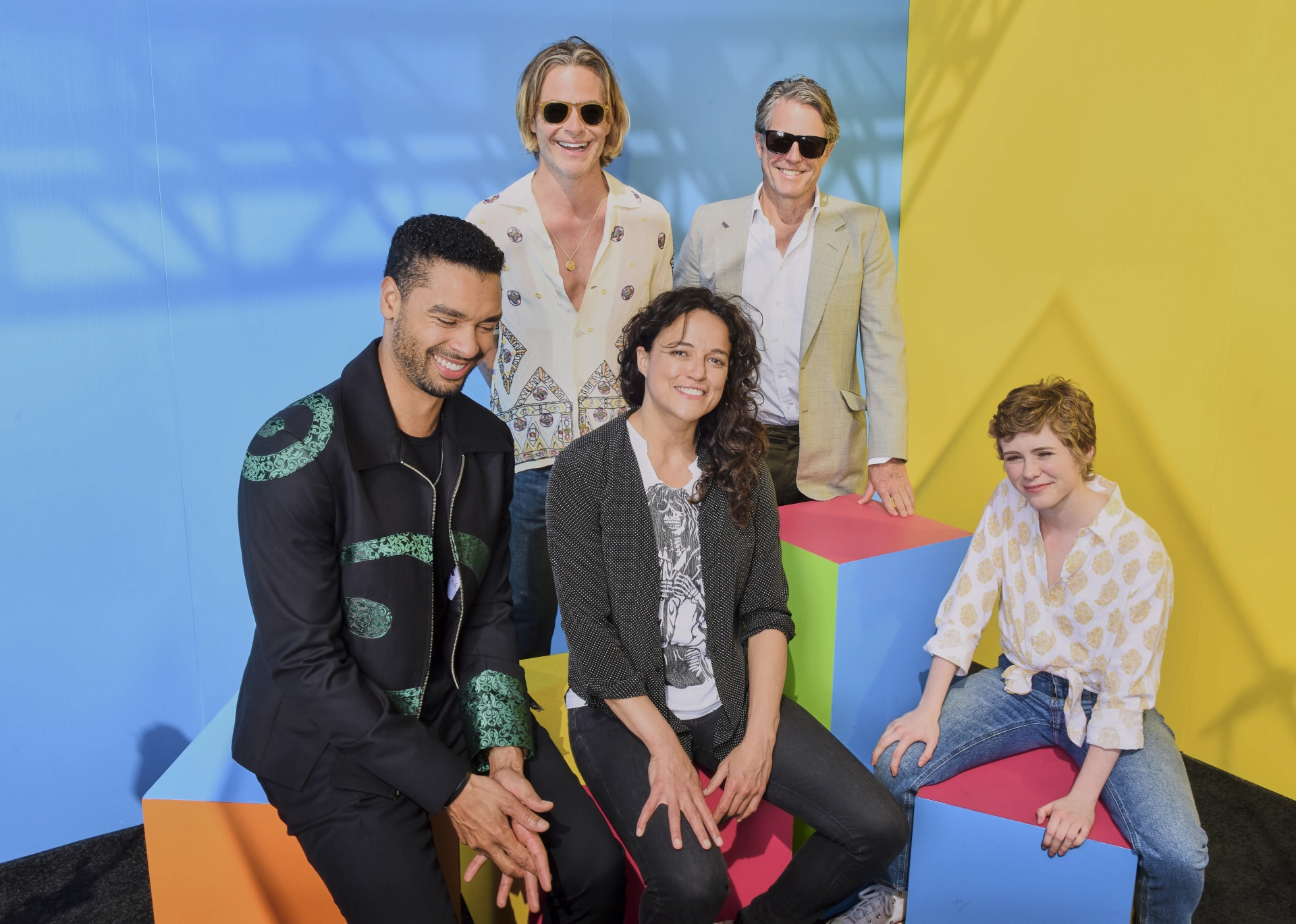 Hugh Grant, Michelle Rodriguez, Chris Pine, Regé-Jean Page, and Sophia Lillis at an event for Dungeons & Dragons: Honor Among Thieves (2023)