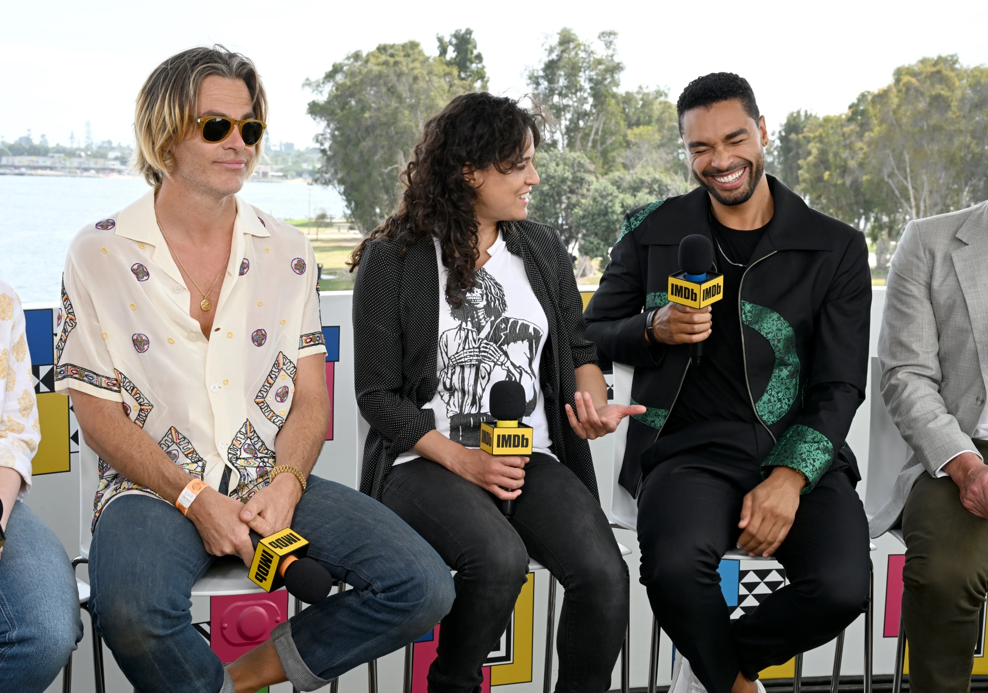 Michelle Rodriguez, Chris Pine, and Regé-Jean Page at an event for Dungeons & Dragons: Honor Among Thieves (2023)