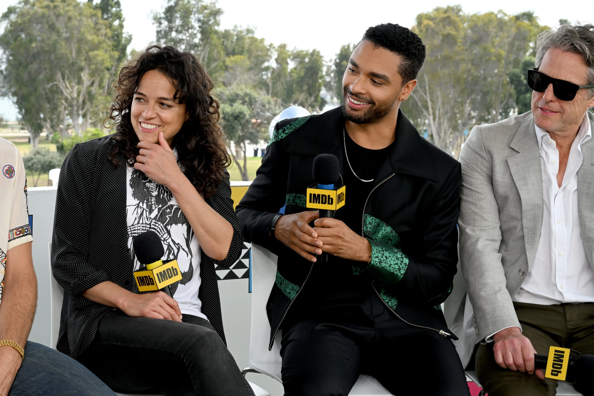 Hugh Grant, Michelle Rodriguez, and Regé-Jean Page at an event for Dungeons & Dragons: Honor Among Thieves (2023)