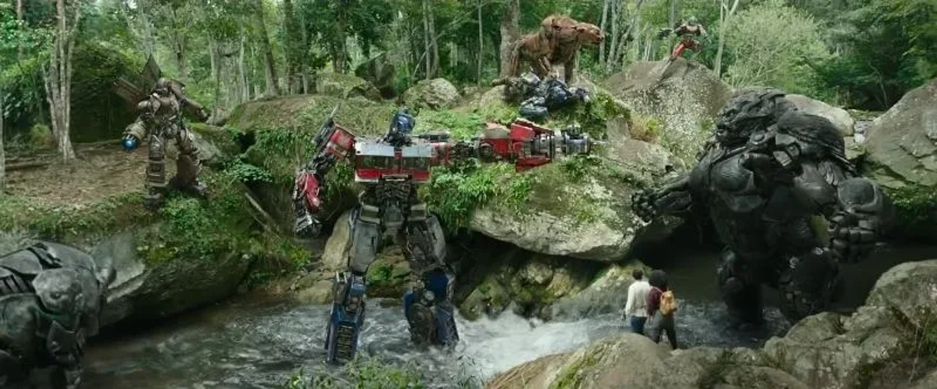 Ron Perlman, Peter Cullen, Pete Davidson, David Sobolov, Anthony Ramos, and Liza Koshy in Transformers: Rise of the Beasts (2023)