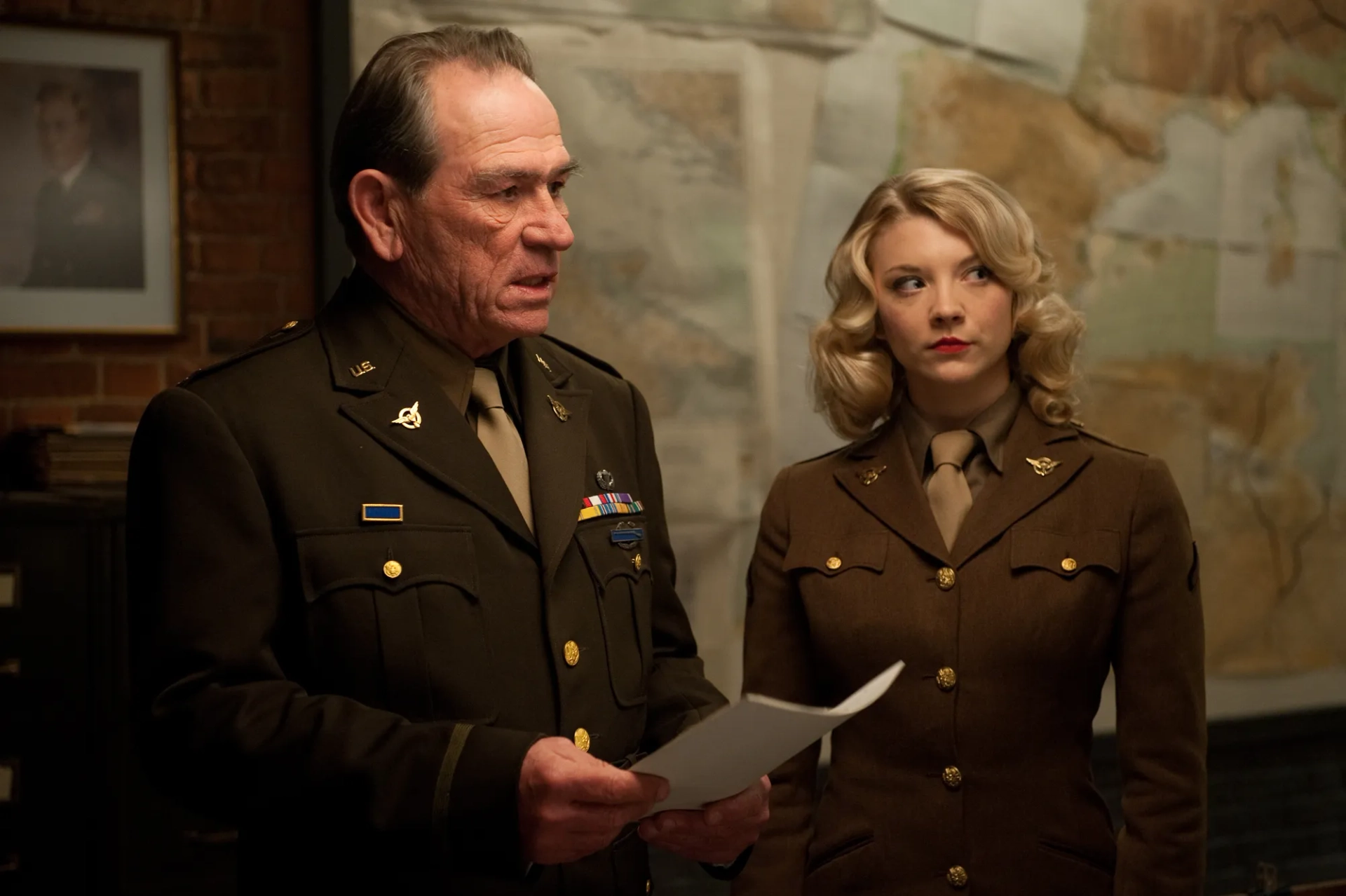 Tommy Lee Jones and Natalie Dormer in Captain America: The First Avenger (2011)