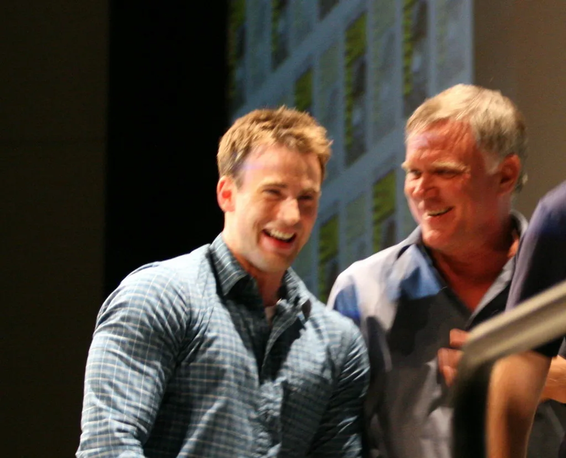 Joe Johnston and Chris Evans at an event for Captain America: The First Avenger (2011)