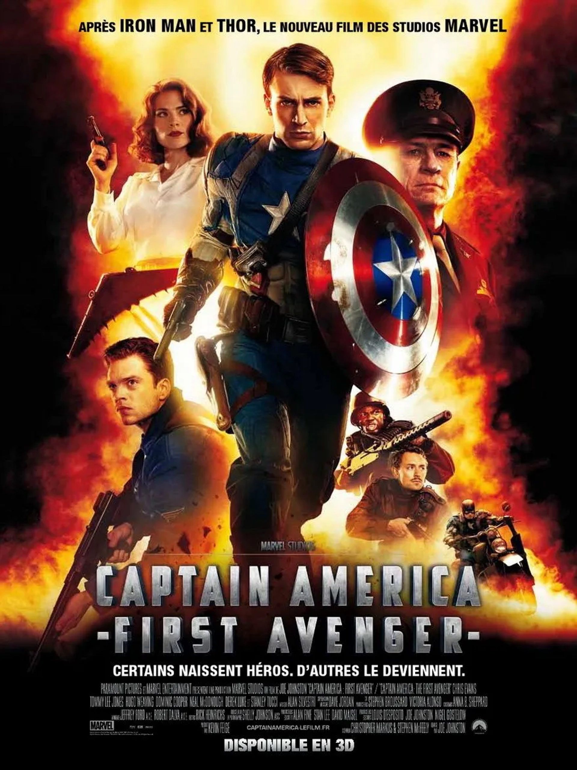 Tommy Lee Jones, Chris Evans, JJ Feild, Derek Luke, Sebastian Stan, and Hayley Atwell in Captain America: The First Avenger (2011)