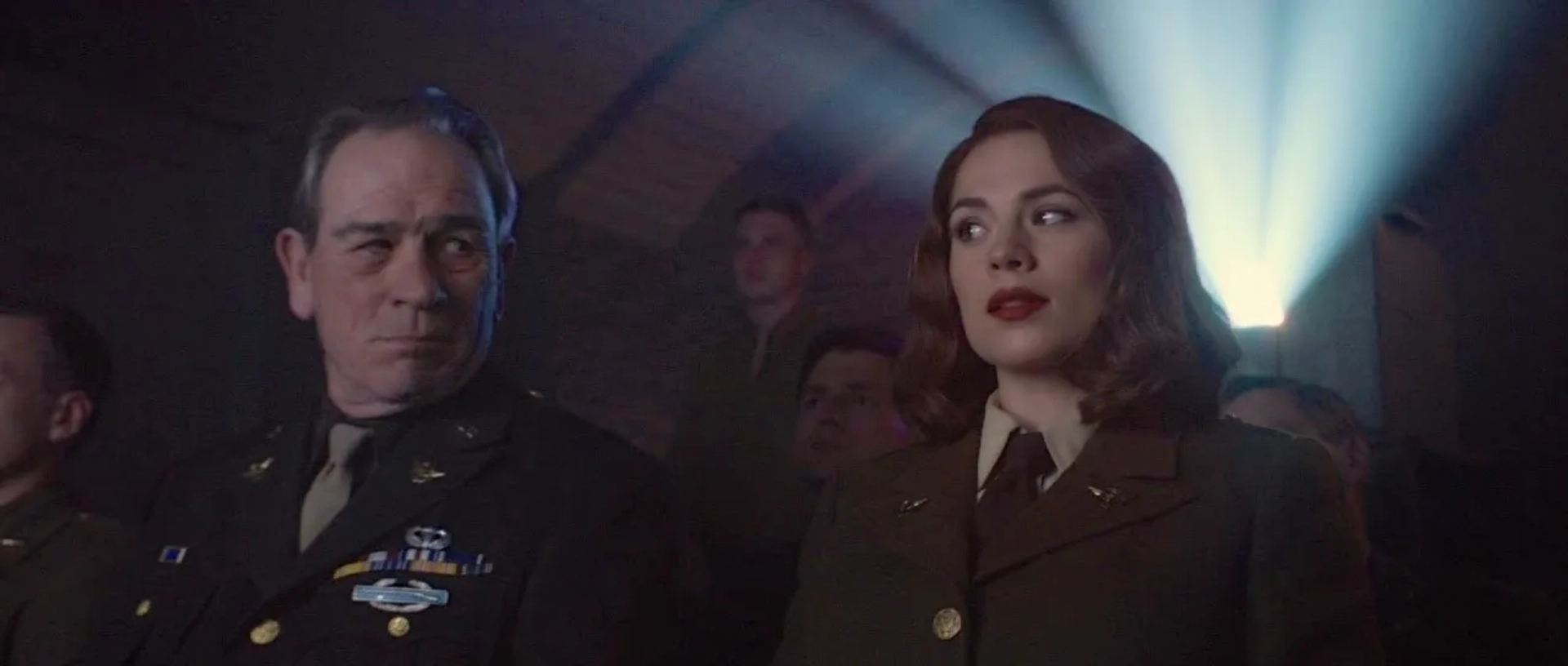 Tommy Lee Jones and Hayley Atwell in Captain America: The First Avenger (2011)