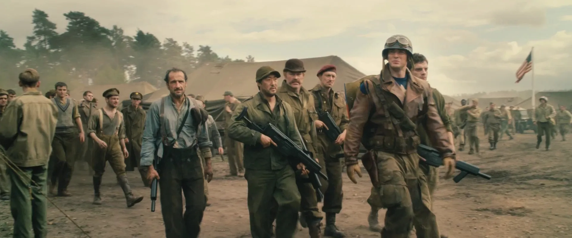 Kenneth Choi, Chris Evans, JJ Feild, Neal McDonough, Bruno Ricci, and Sebastian Stan in Captain America: The First Avenger (2011)