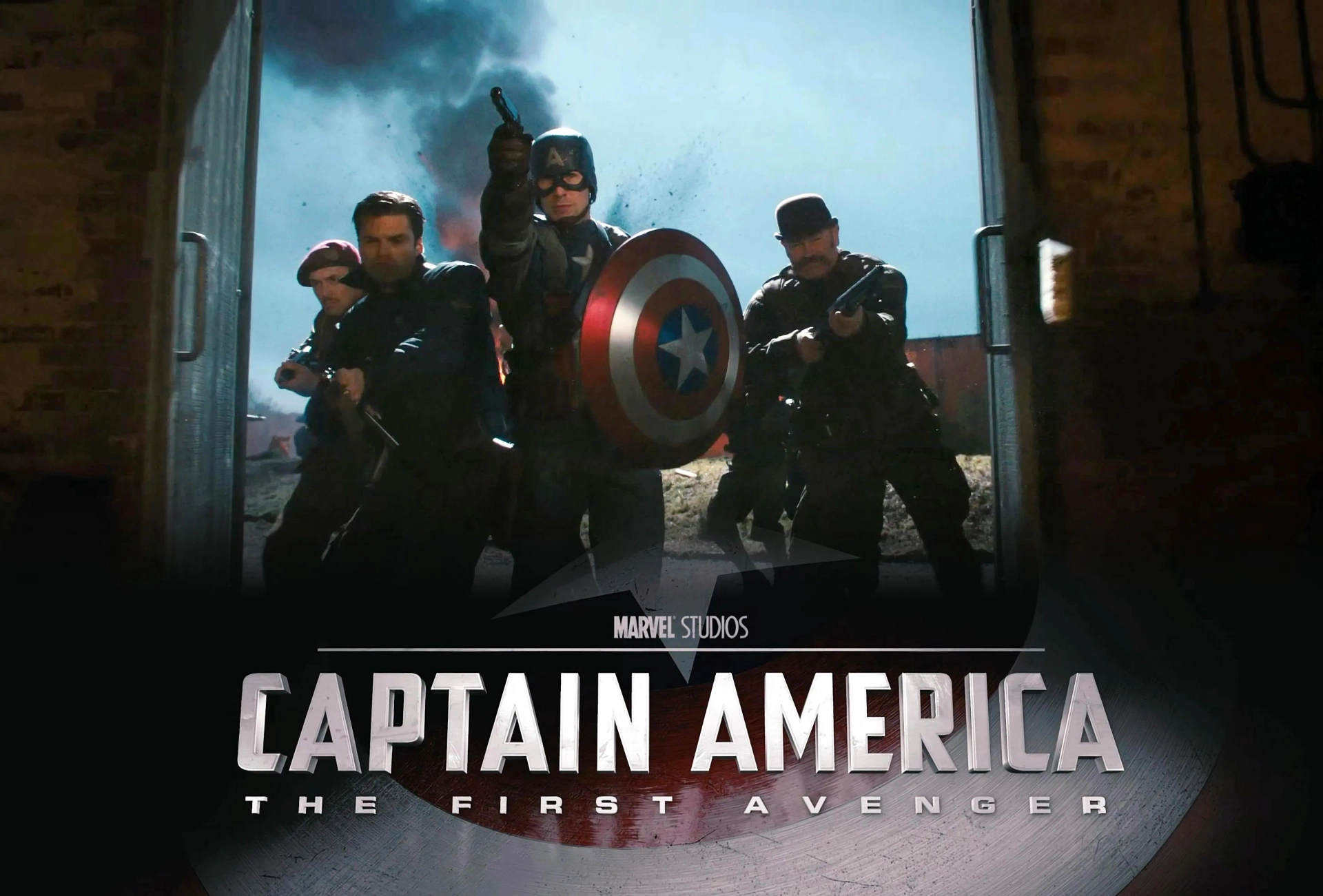 Chris Evans, JJ Feild, Neal McDonough, Bruno Ricci, and Sebastian Stan in Captain America: The First Avenger (2011)