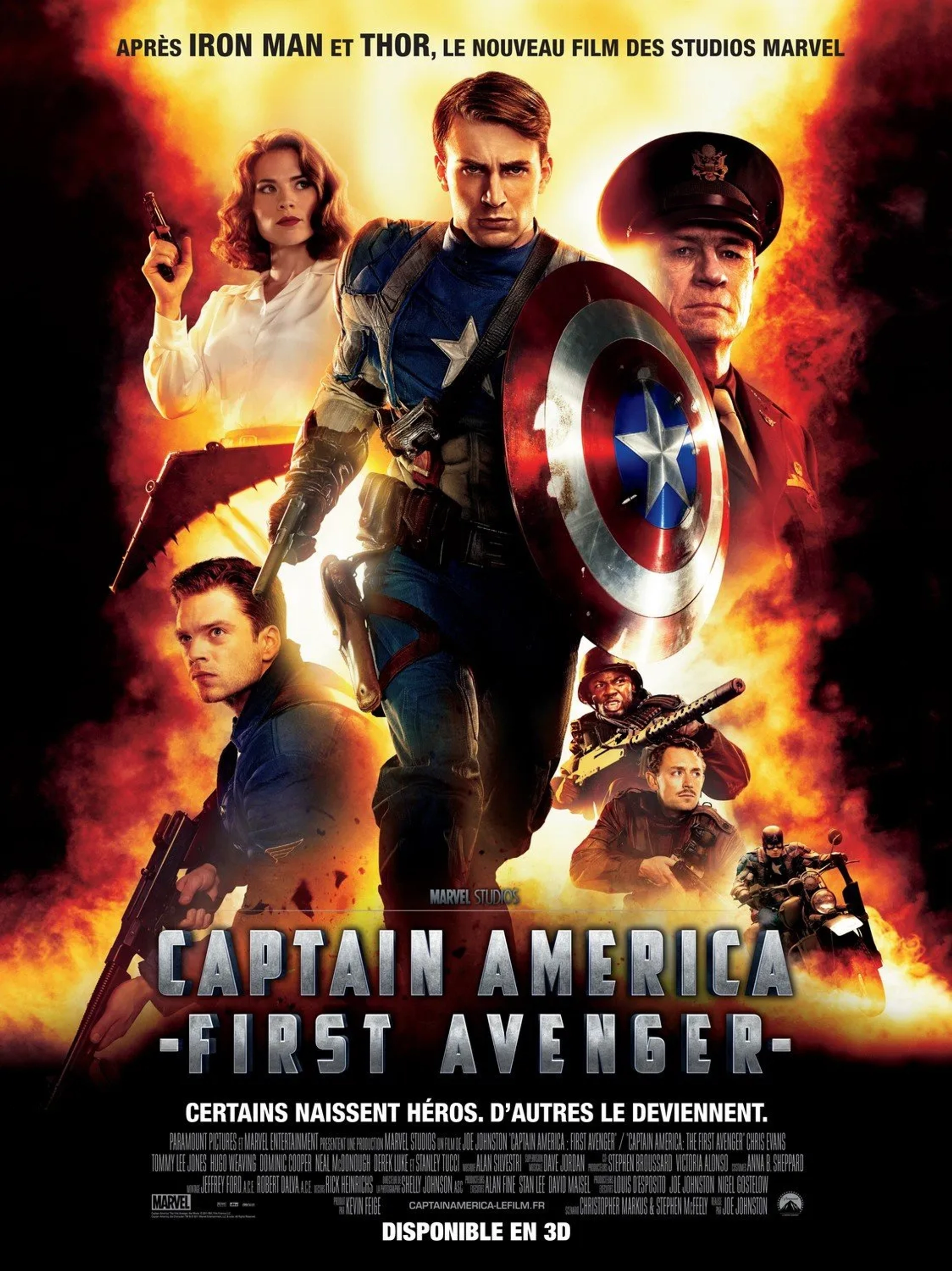 Tommy Lee Jones, Chris Evans, JJ Feild, Derek Luke, Sebastian Stan, and Hayley Atwell in Captain America: The First Avenger (2011)