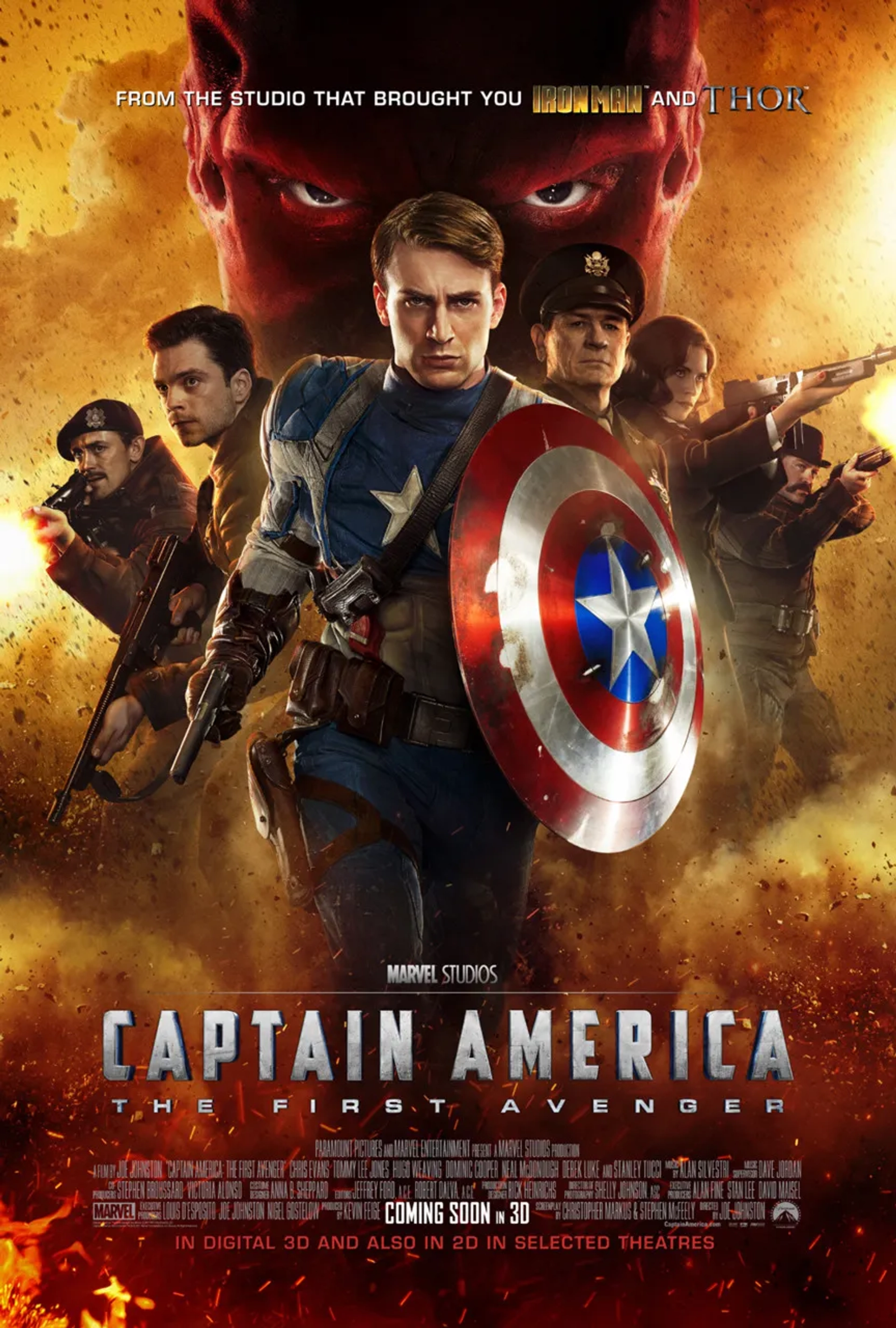 Tommy Lee Jones, Chris Evans, JJ Feild, Neal McDonough, Hugo Weaving, Sebastian Stan, and Hayley Atwell in Captain America: The First Avenger (2011)