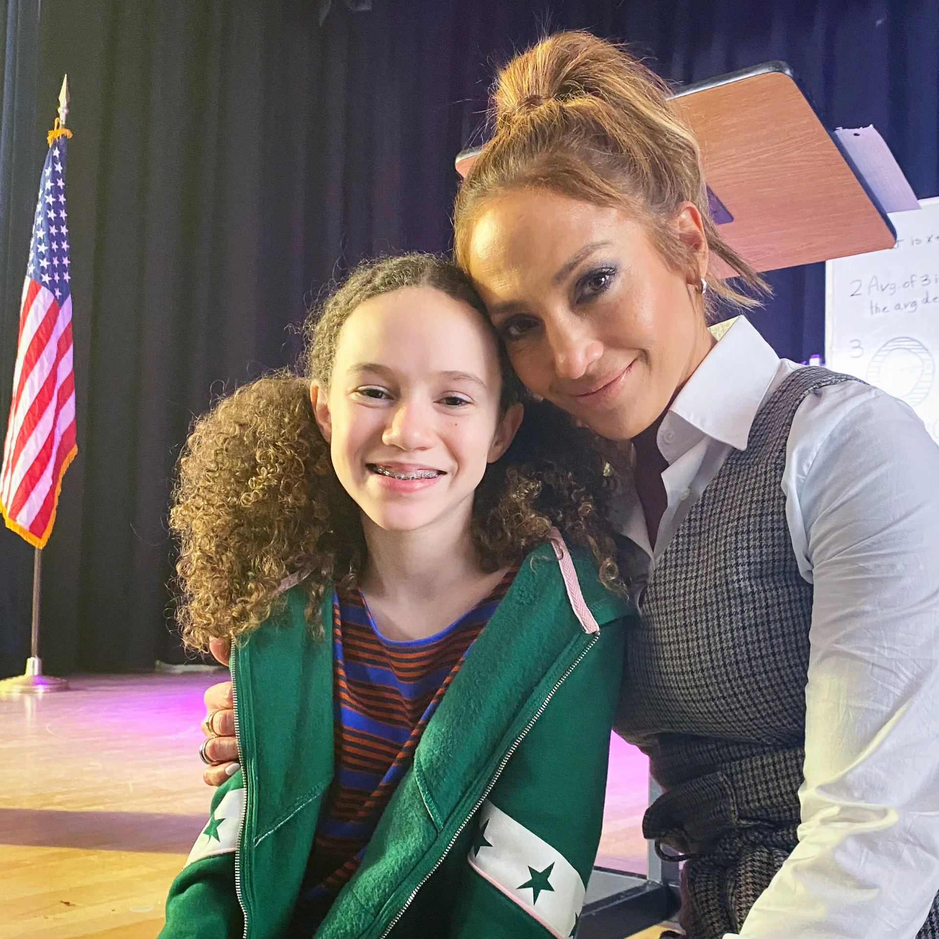 Jennifer Lopez & Chloe Coleman on set of Marry Me for Universal