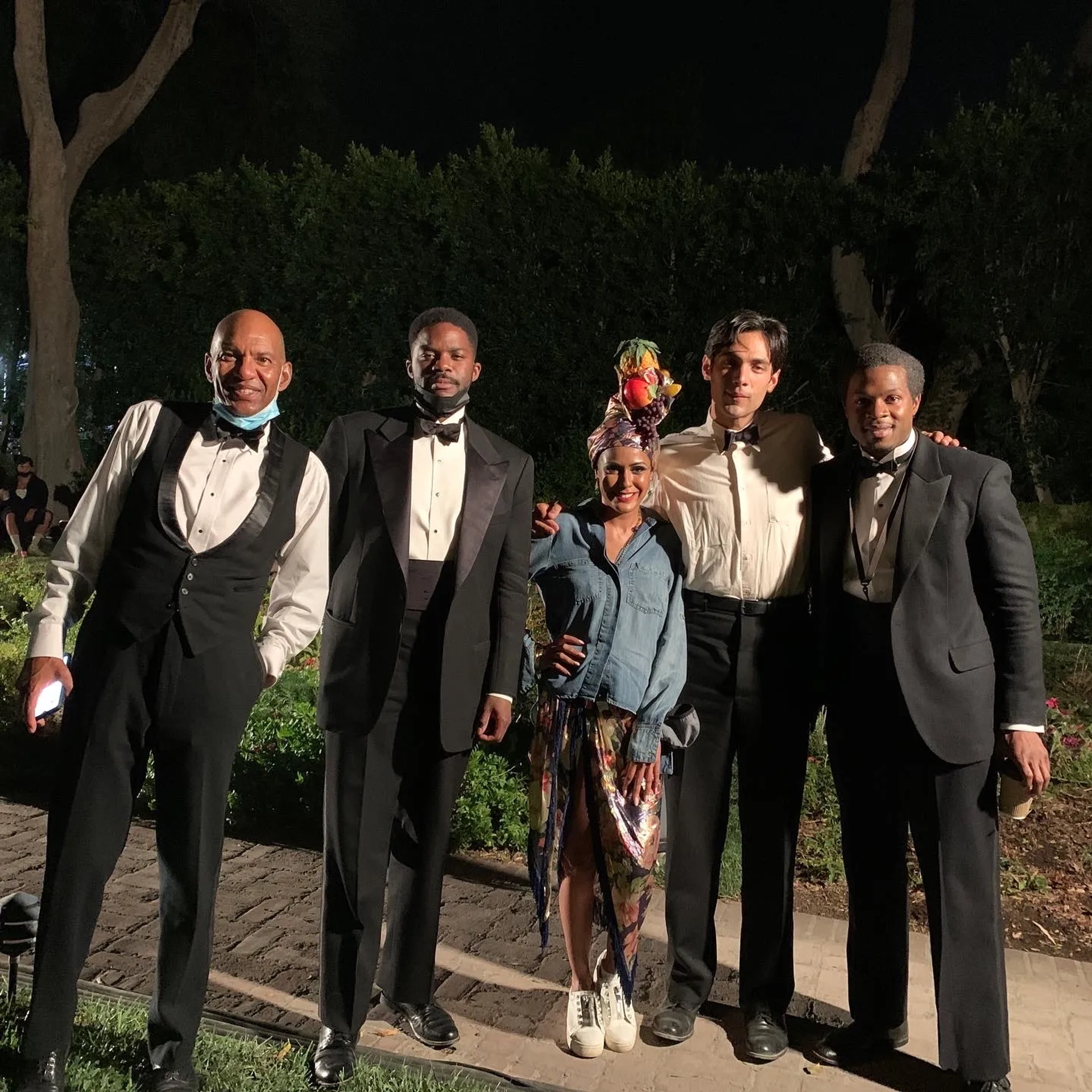 Hansford, Jovan Adepo, Diego Calva, Yissendy Trinidad and Telvin Griffin behind the scene for Babylon