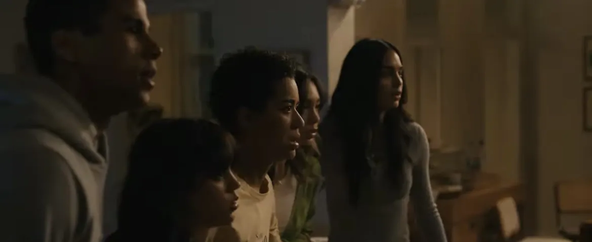 Mason Gooding, Melissa Barrera, Jenna Ortega, Jasmin Savoy Brown, and Devyn Nekoda in Scream VI (2023)