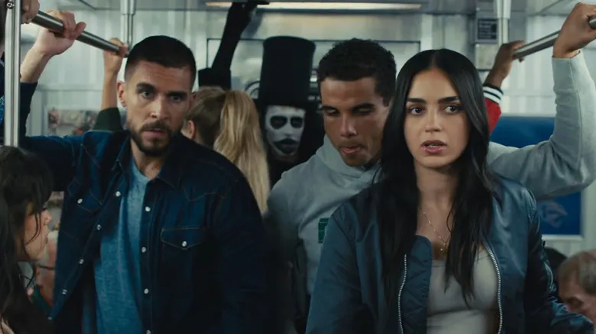 Josh Segarra, Mason Gooding, Melissa Barrera, and Jenna Ortega in Scream VI (2023)