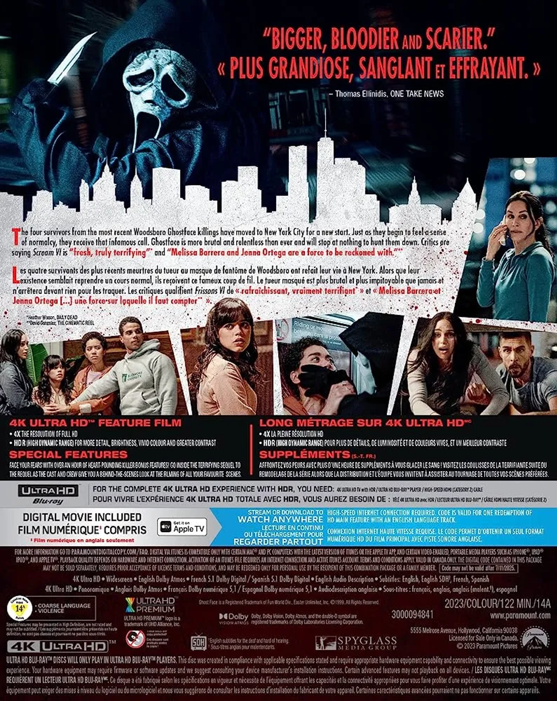 Courteney Cox, Josh Segarra, Melissa Barrera, and Jenna Ortega in Scream VI (2023)