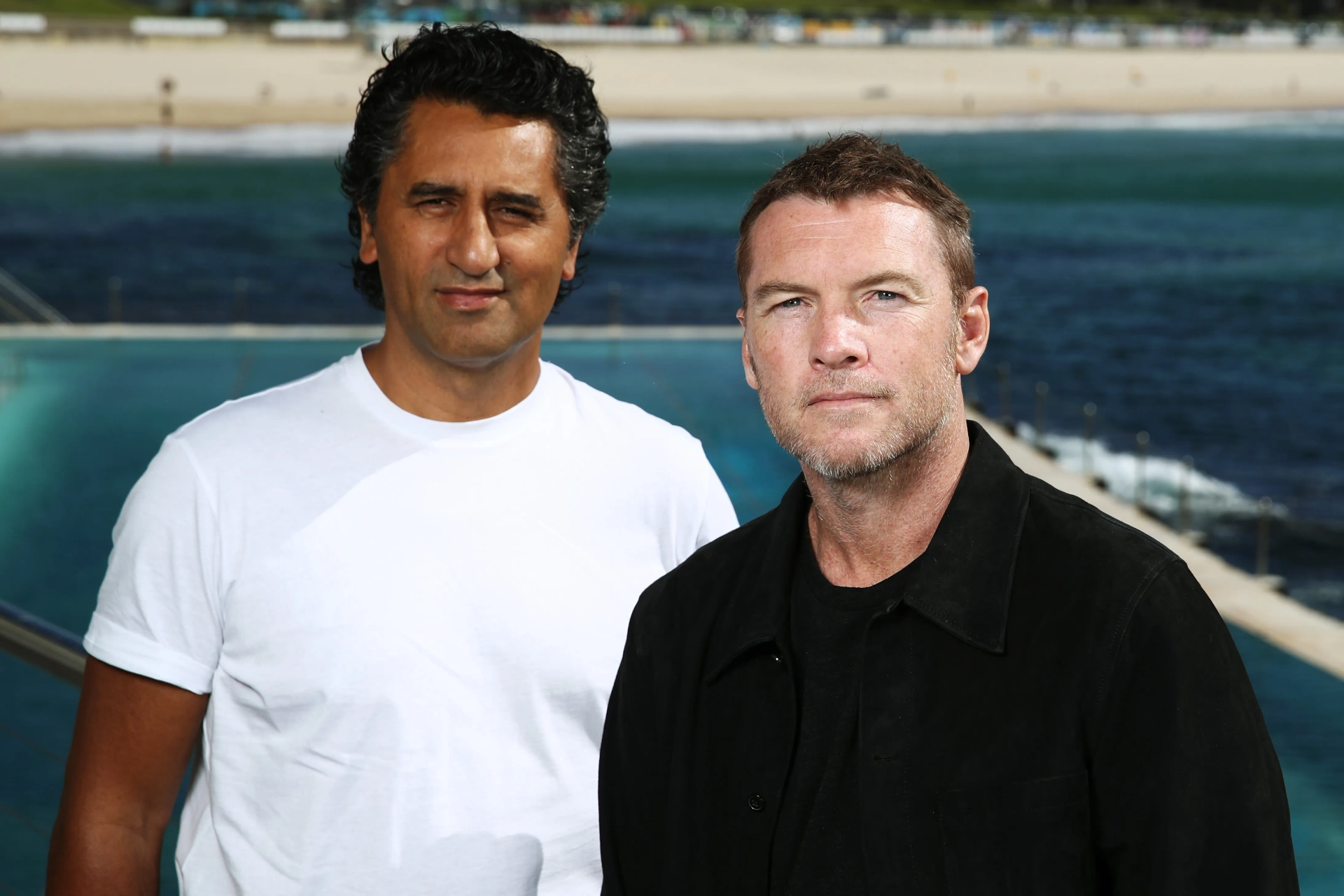 Cliff Curtis and Sam Worthington at an event for Avatar: The Way of Water (2022)