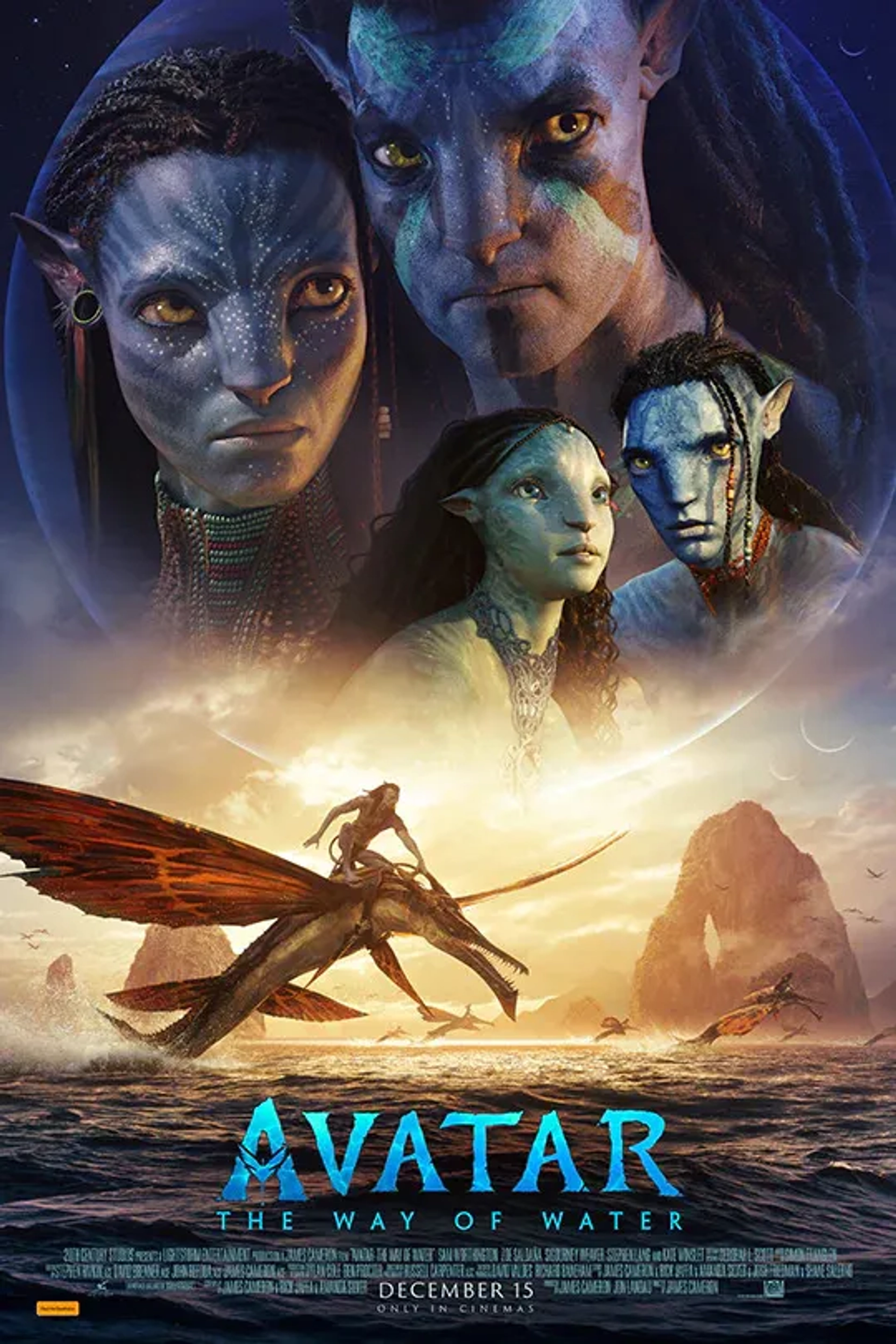 Zoe Saldana, Sam Worthington, Bailey Bass, Britain Dalton, and Jamie Flatters in Avatar: The Way of Water (2022)