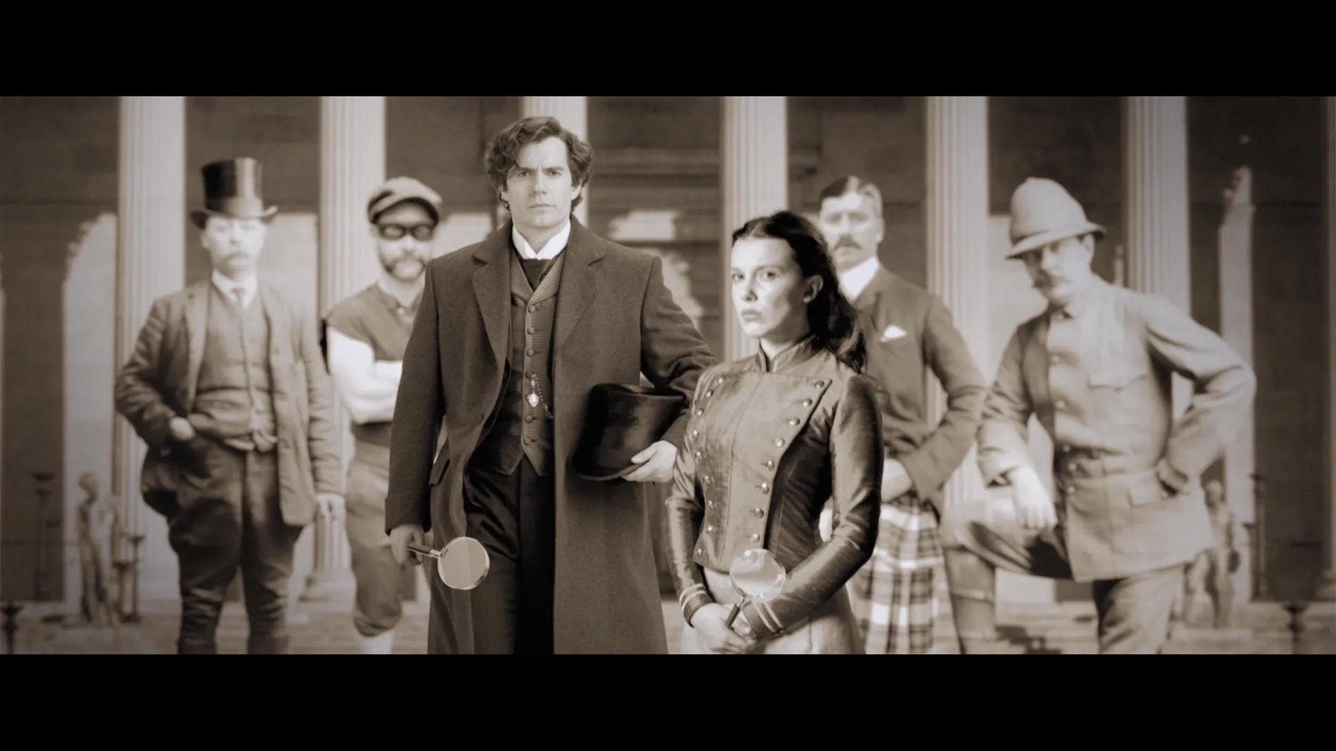 Henry Cavill and Millie Bobby Brown in Enola Holmes 2 (2022)