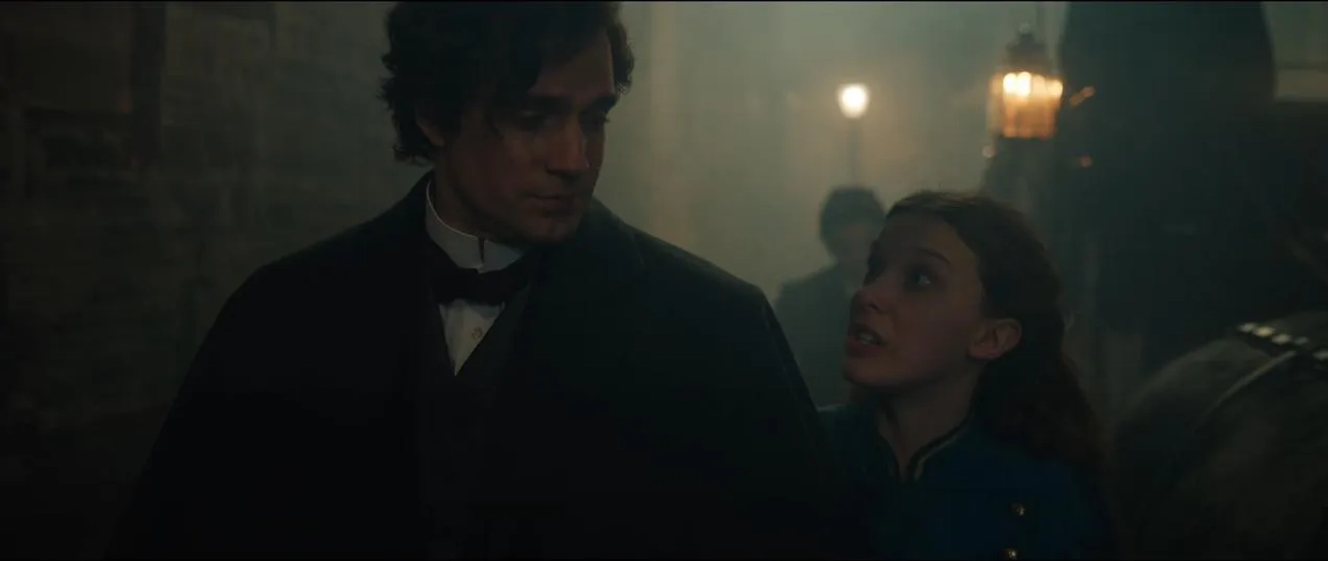 Henry Cavill and Millie Bobby Brown in Enola Holmes 2 (2022)