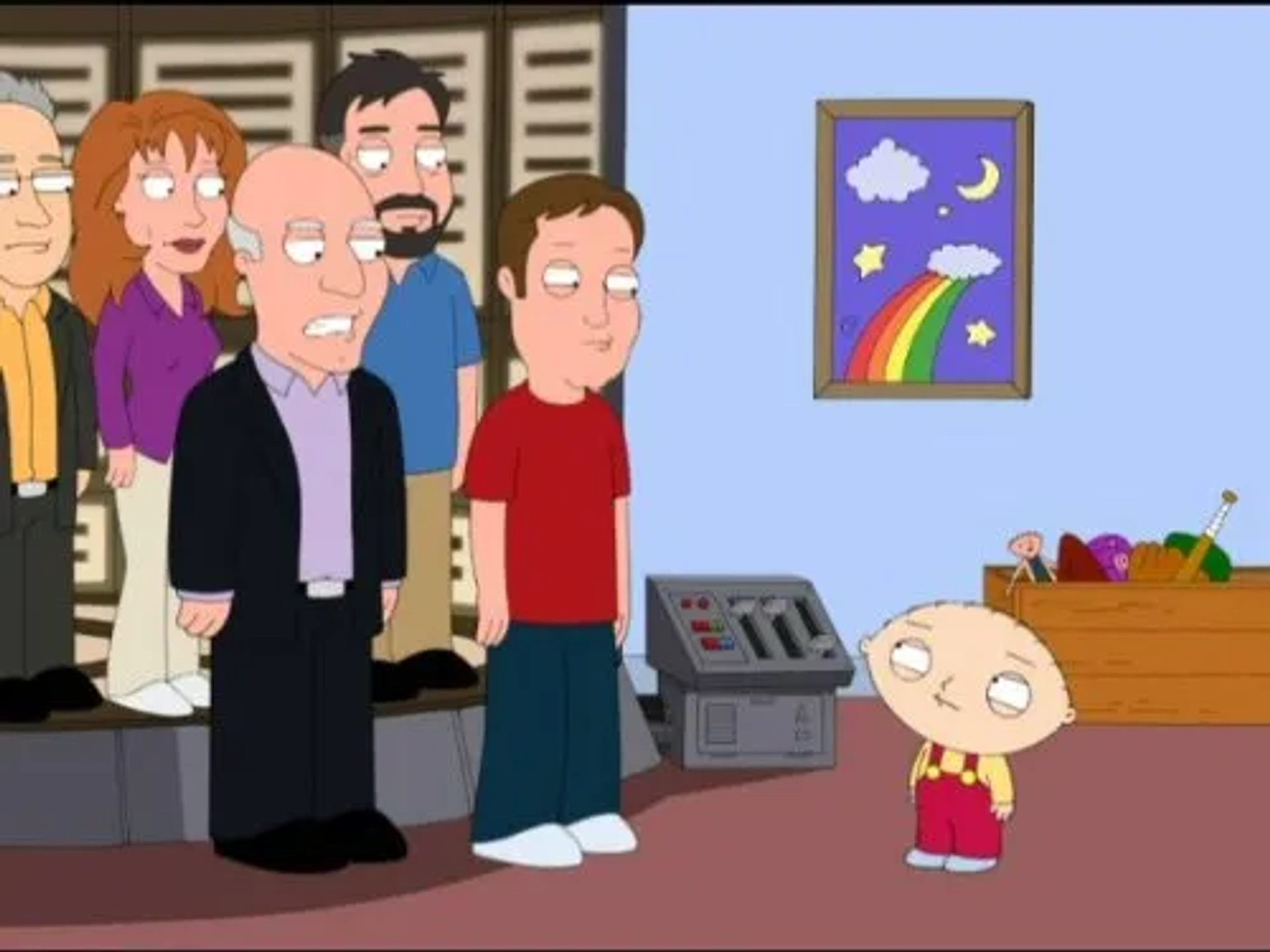 Denise Crosby, Brent Spiner, Wil Wheaton, Patrick Stewart, and Seth MacFarlane in Family Guy (1999)